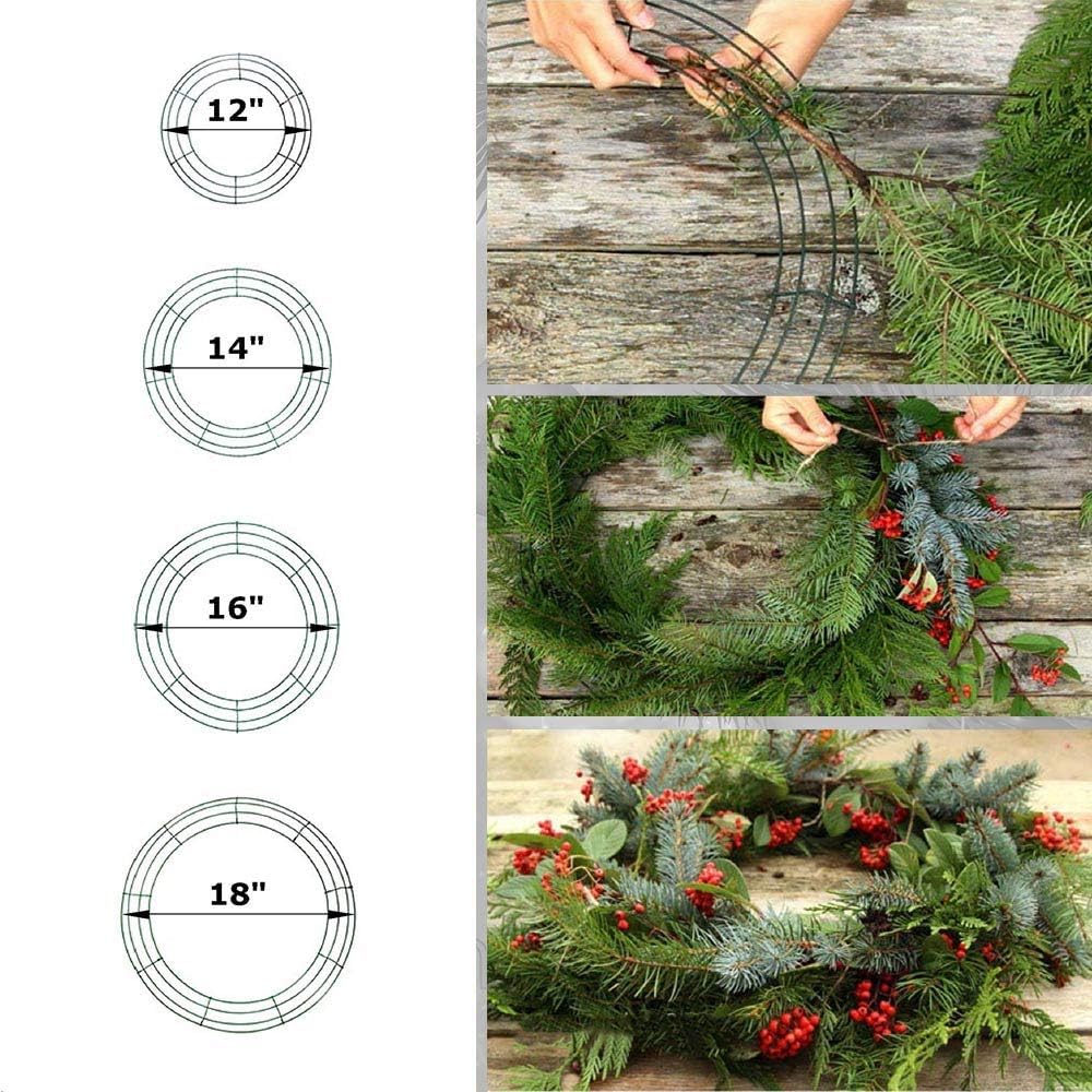 Wire Wreath Frame 12 inch Green, Pack of 10 Wreath Form Wreath Rings for Decor