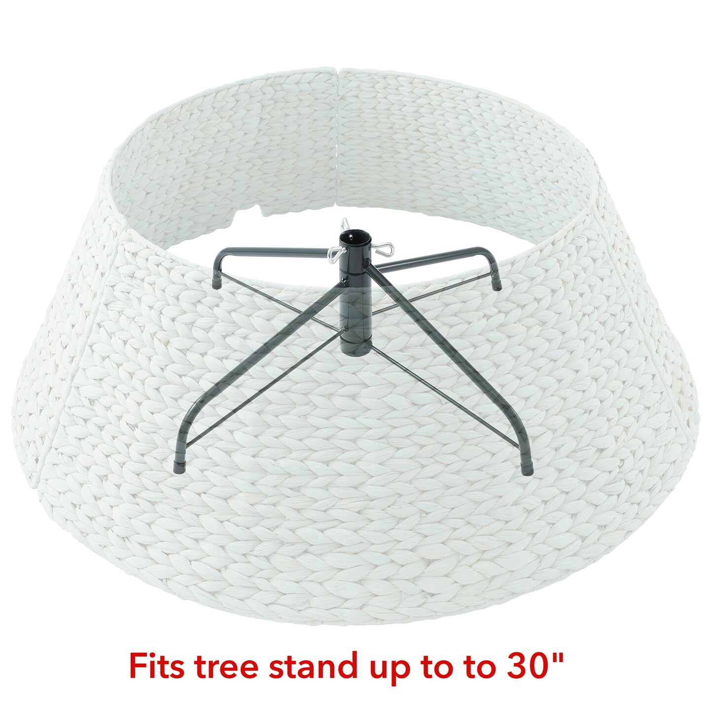 Casafield Christmas Tree Collar, Woven Water Hyacinth Tree Base Cover with Cord Cut Out