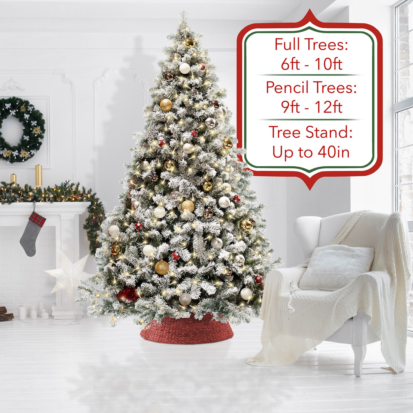 Casafield Christmas Tree Collar, Woven Water Hyacinth Tree Base Cover with Cord Cut Out