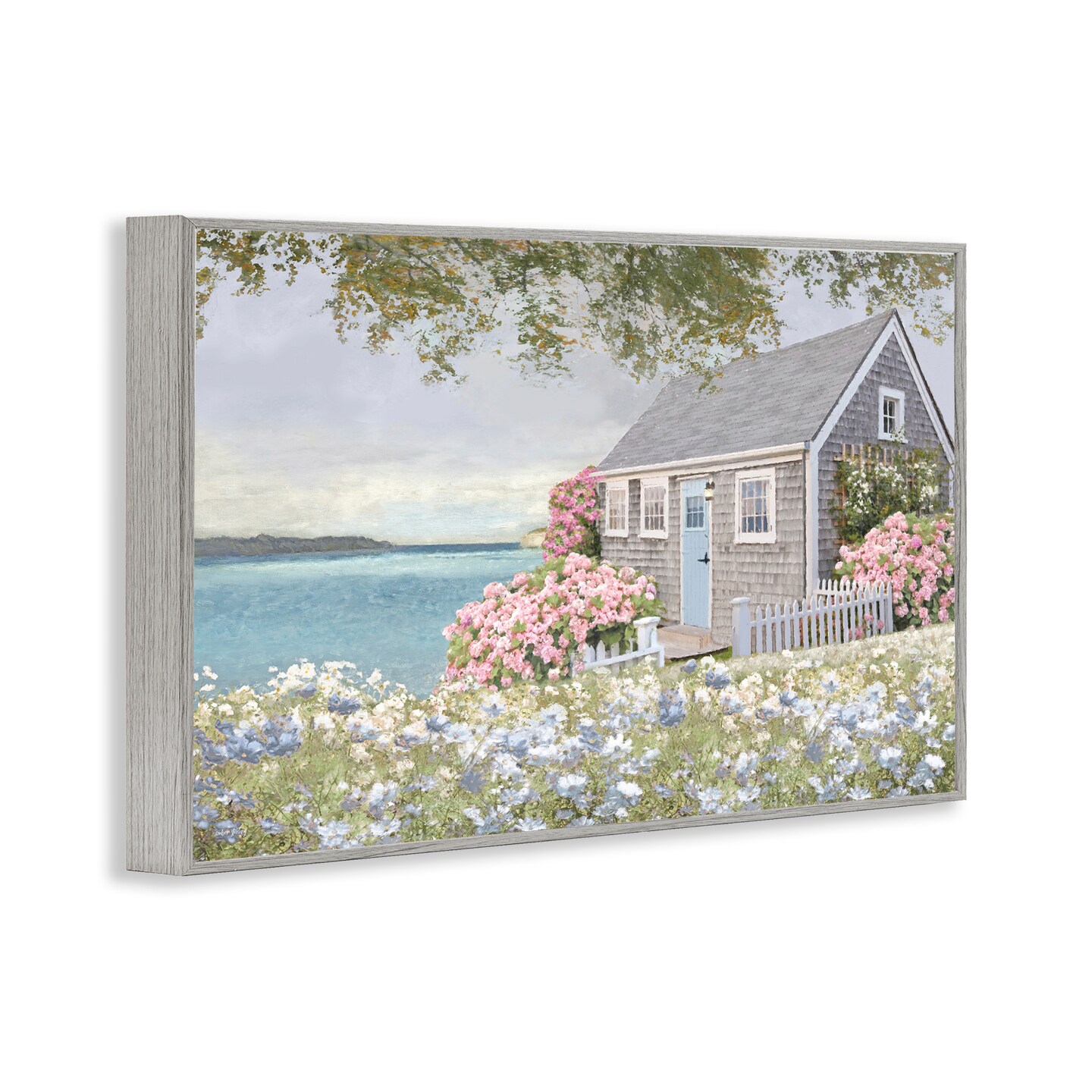 Stupell Industries Cottage with Rose Garden Framed Giclee Wall Art Design by Amber Sterling