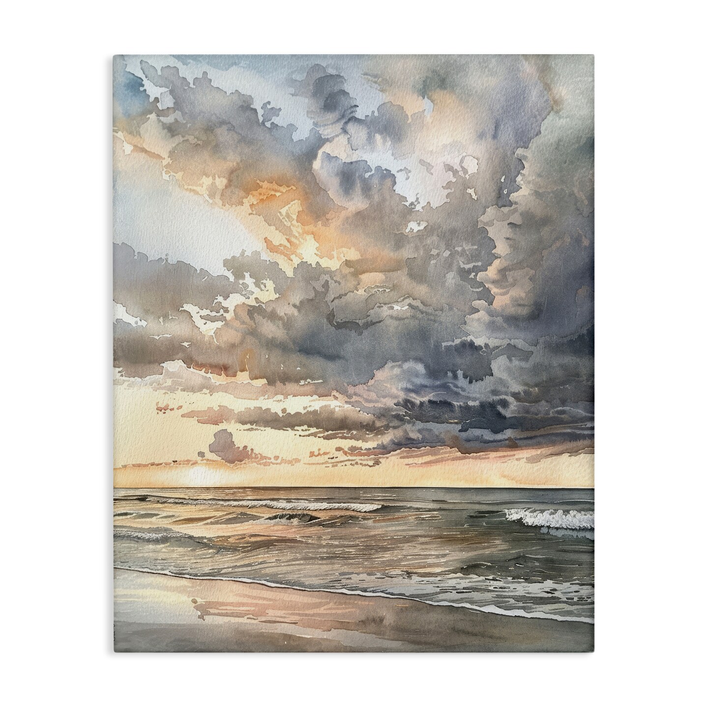 Stupell Industries Moody Sea Cloudy View Canvas Wall Art Design by Petal Prints Design
