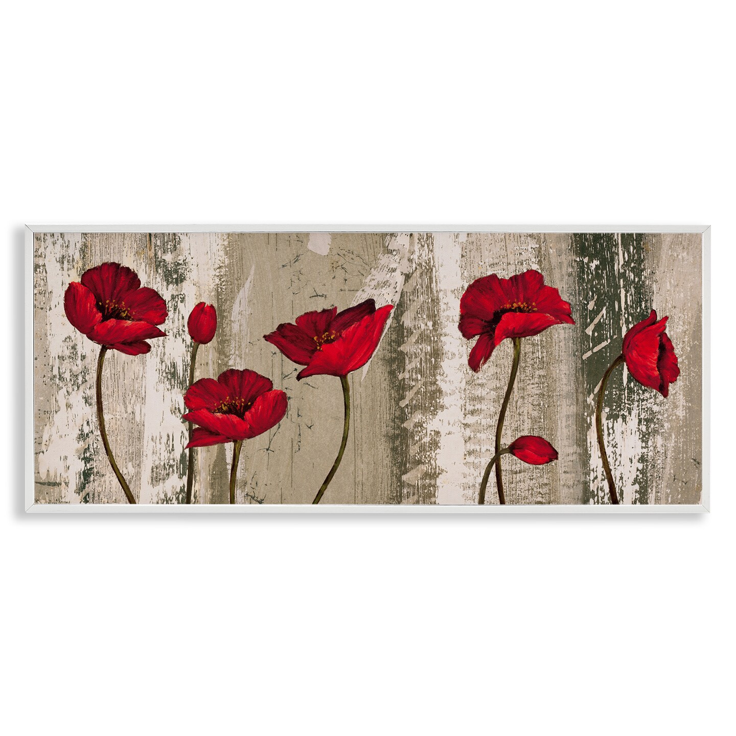Stupell Industries Red Anemones on Tan Framed Giclee Wall Art Design by Brian Foster