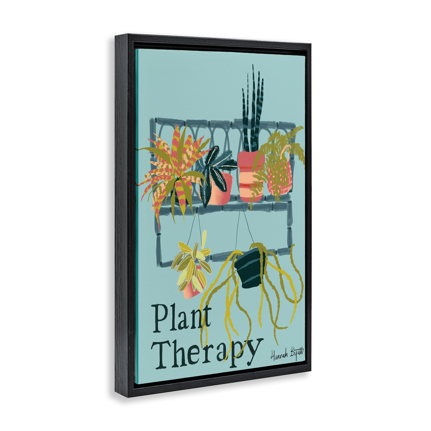 Stupell Industries Plant Therapy Shelf Floater Framed Canvas Wall Art Design by Hannah Byatt