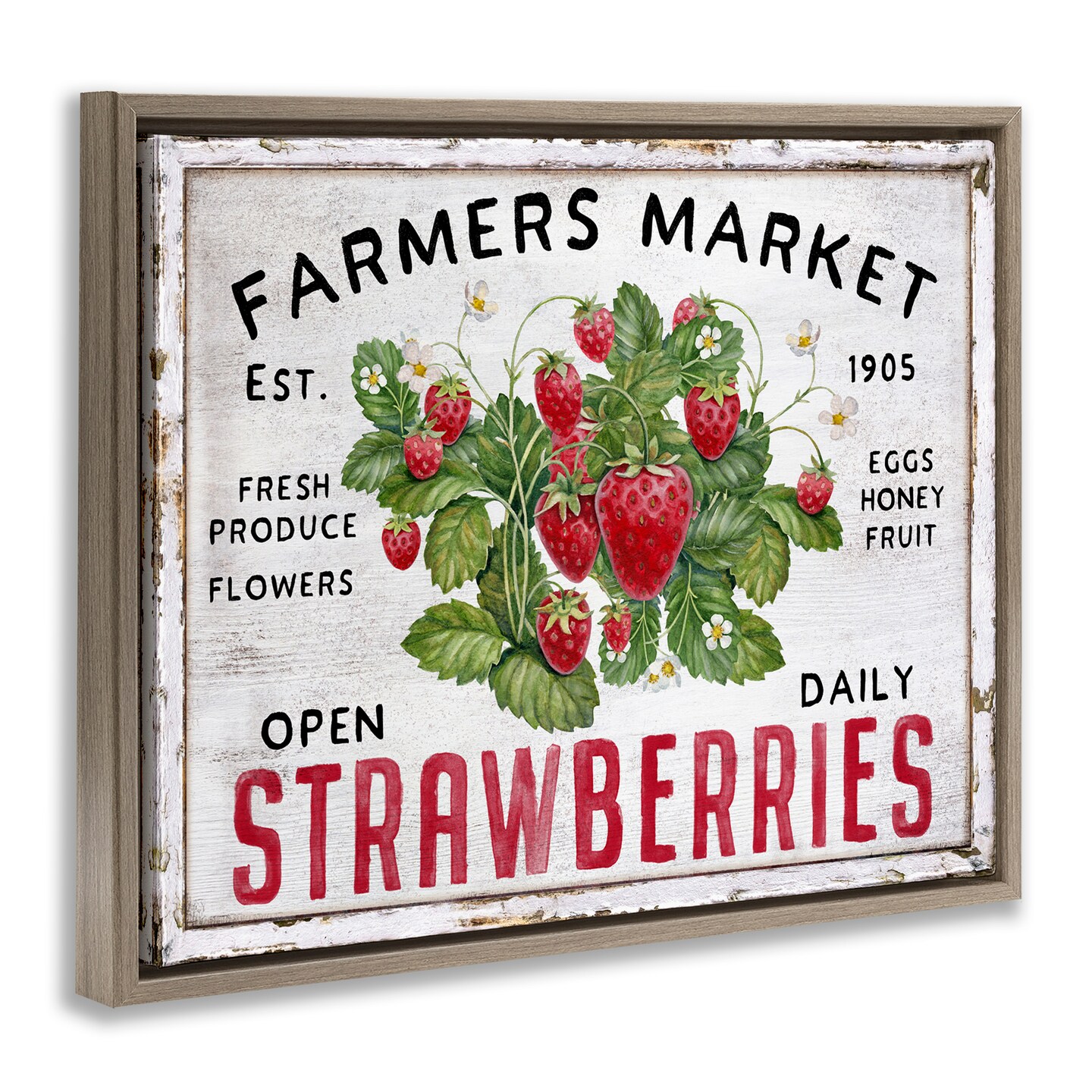Stupell Industries Farmers Market Strawberries Floater Framed Canvas Wall Art Design by Creatif Belle