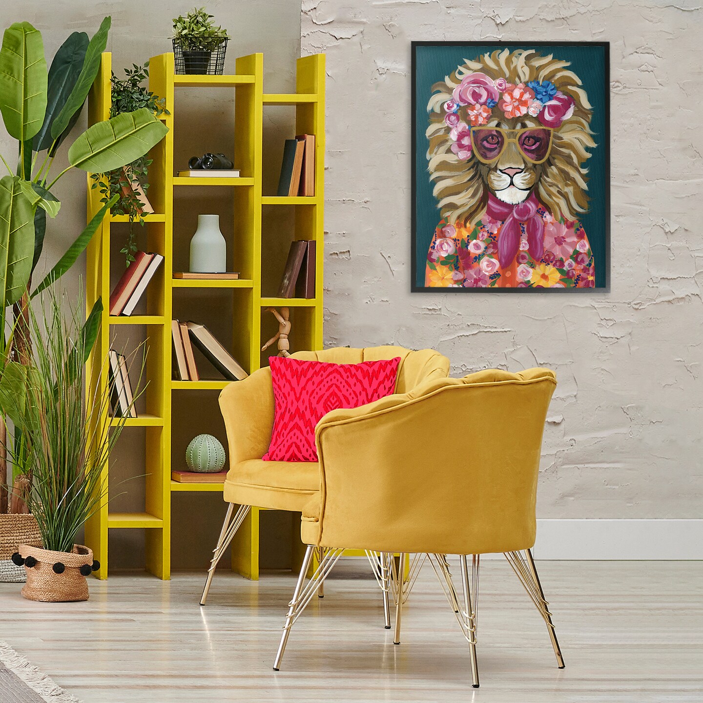 Stupell Industries Miami Living Lion Framed Giclee Wall Art Design by Yvette St. Amant