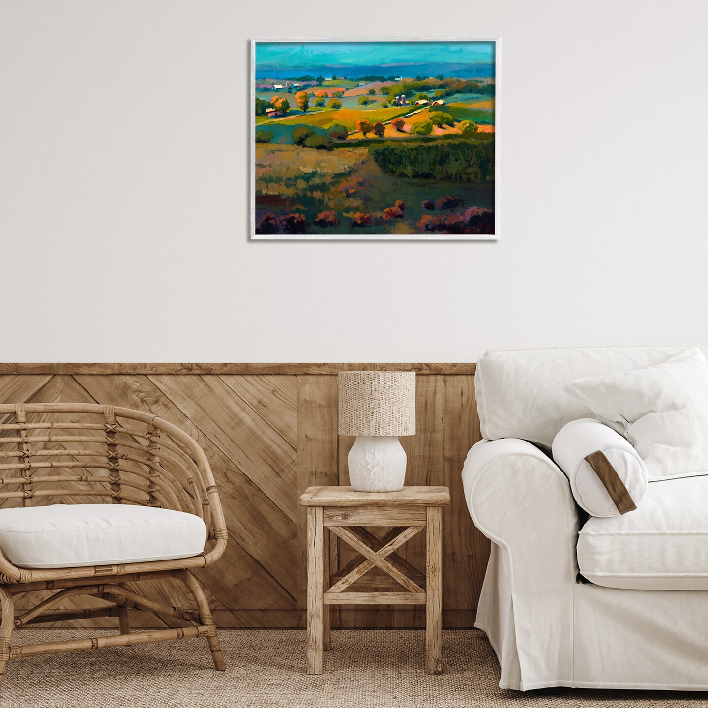 Stupell Industries Countryside Farms Landscape Framed Giclee Wall Art Design by Sri Rao