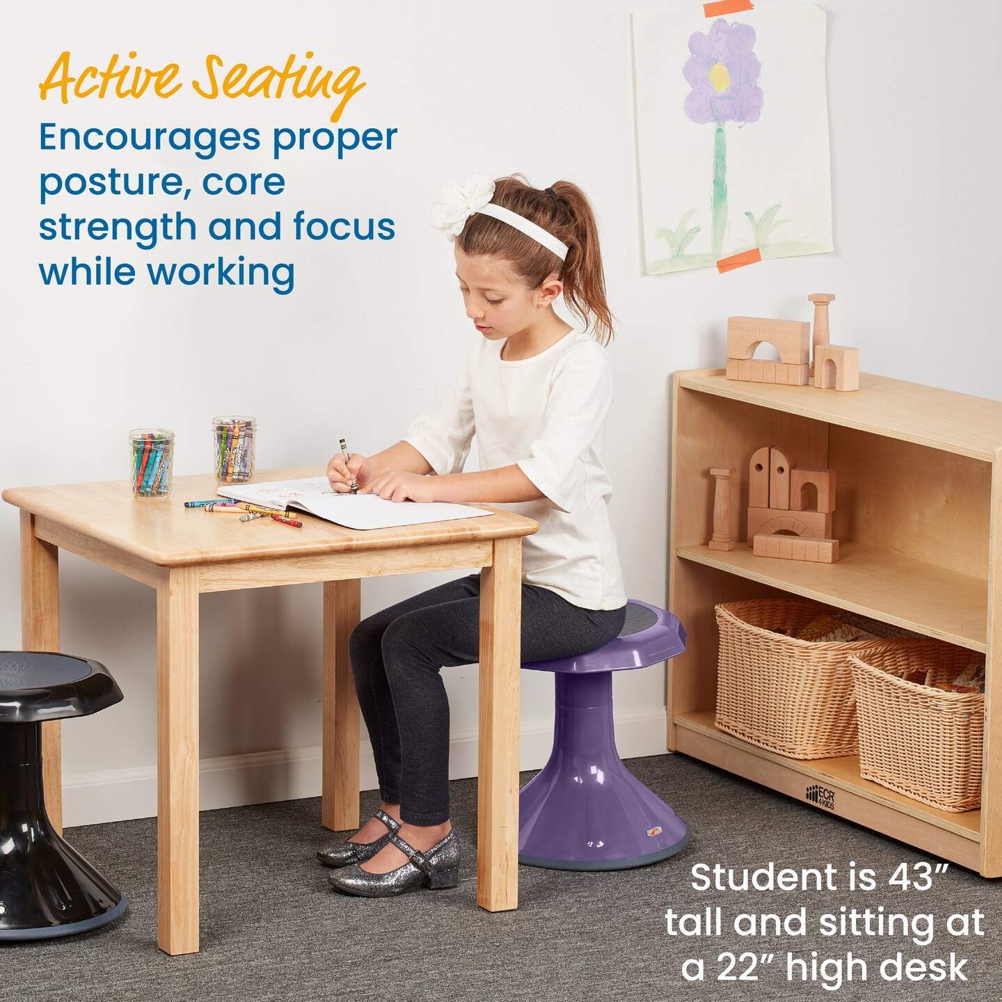 ACE Active Core Engagement Wobble Stool, Flexible Seating, 15in Seat Height