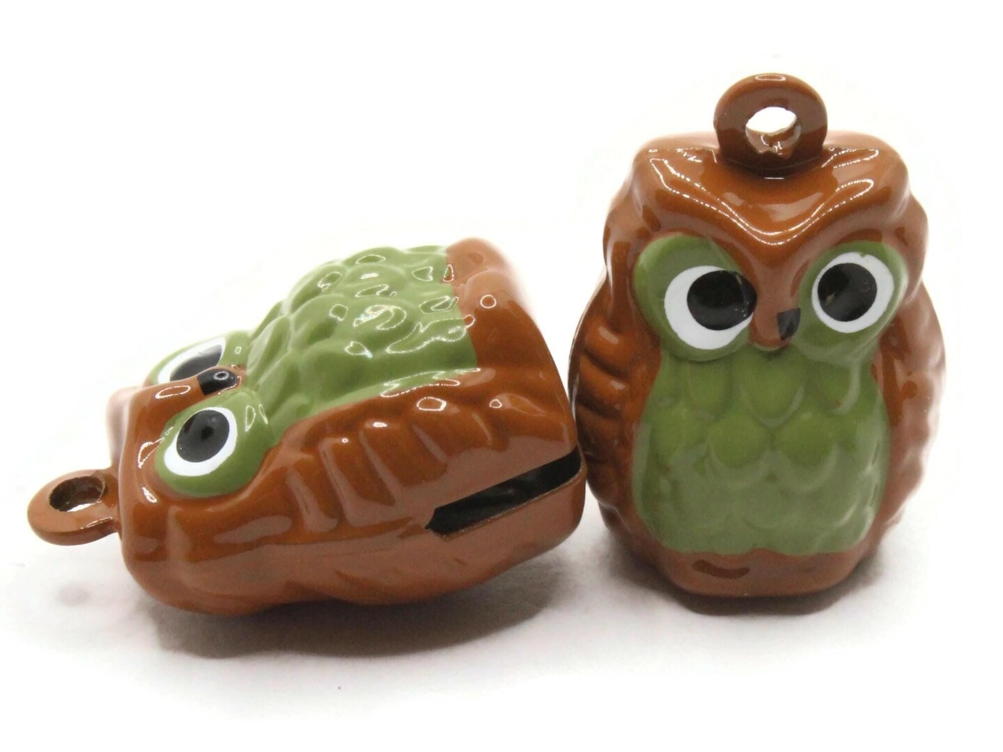 2 26mm Brown Owl Brass Bell Charms