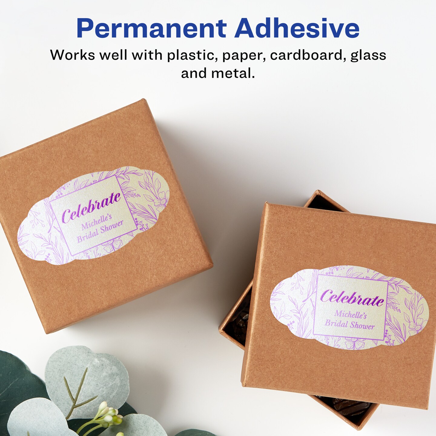 Avery Pearlized Ivory Oval Scalloped Labels with Sure Feed Technology, Print-to-the-Edge, 1-1/8" x 2-1/4"