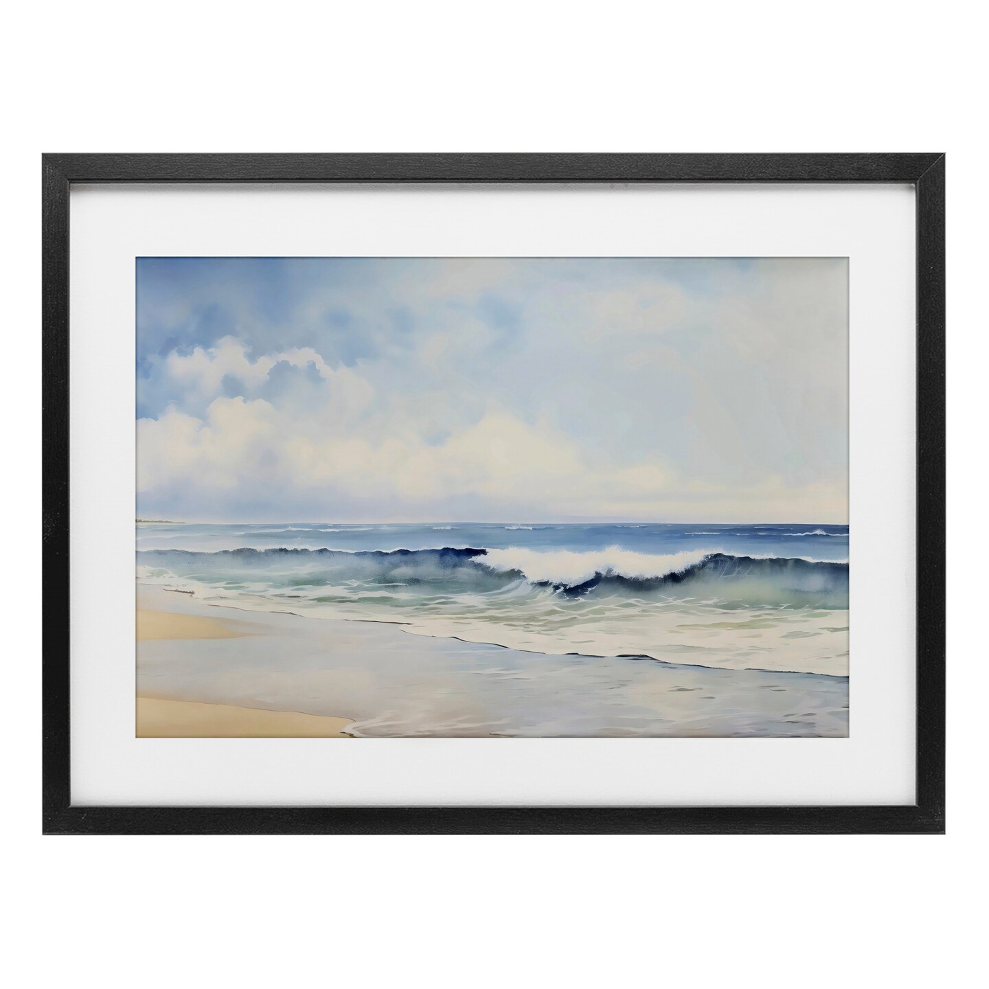Stupell Industries Watercolor Beach Serenity Black Framed Print Under ...