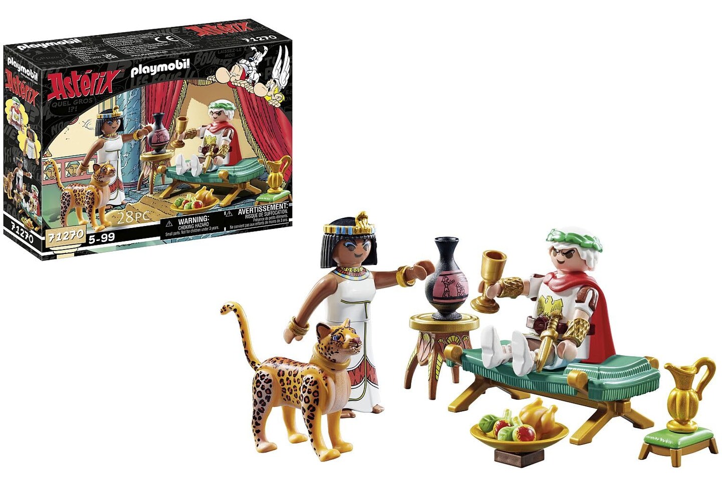 Playmobil 71270 Asterix: Caesar and Cleopatra - with Two Characters, A Leopard, A Long Chair for The Queen and Accessories - The Adventures of Obelix - History &#x26; Imaginary - from 5 Years Old
