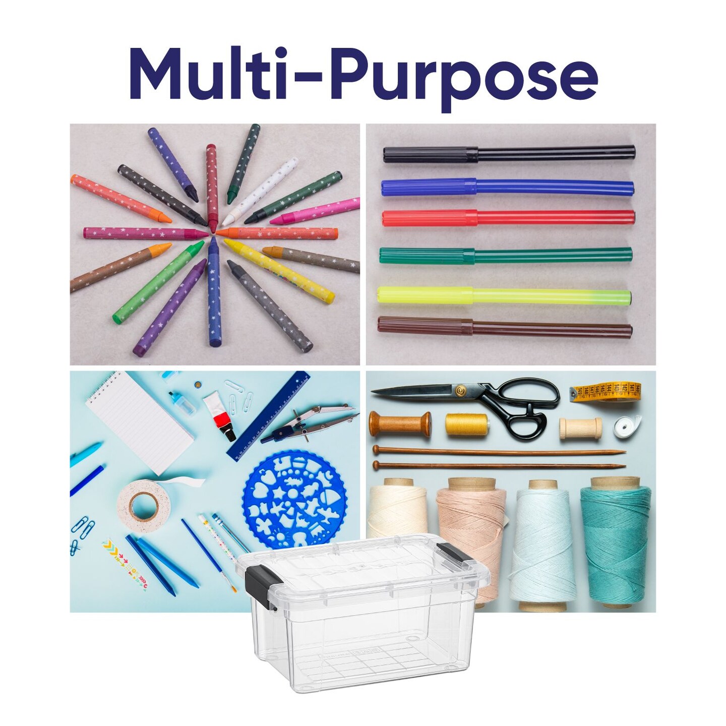 Superio Mini Plastic Crayon Box Storage Container Clear Plastic Bin with Lid Organizing Box 1.05 Qt.