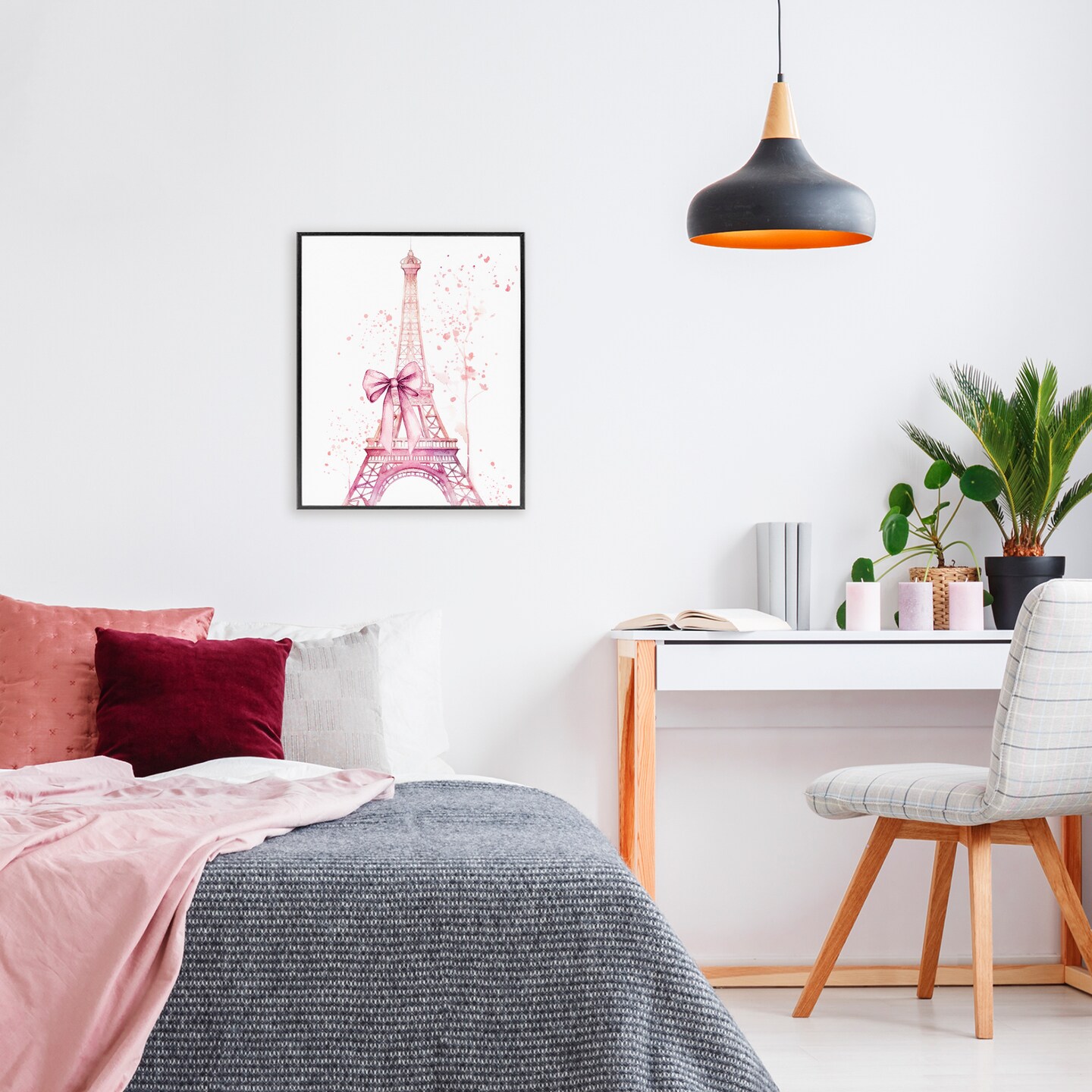 Stupell Industries Bow Bedecked Paris Tower Framed Giclee, design by Kim Allen