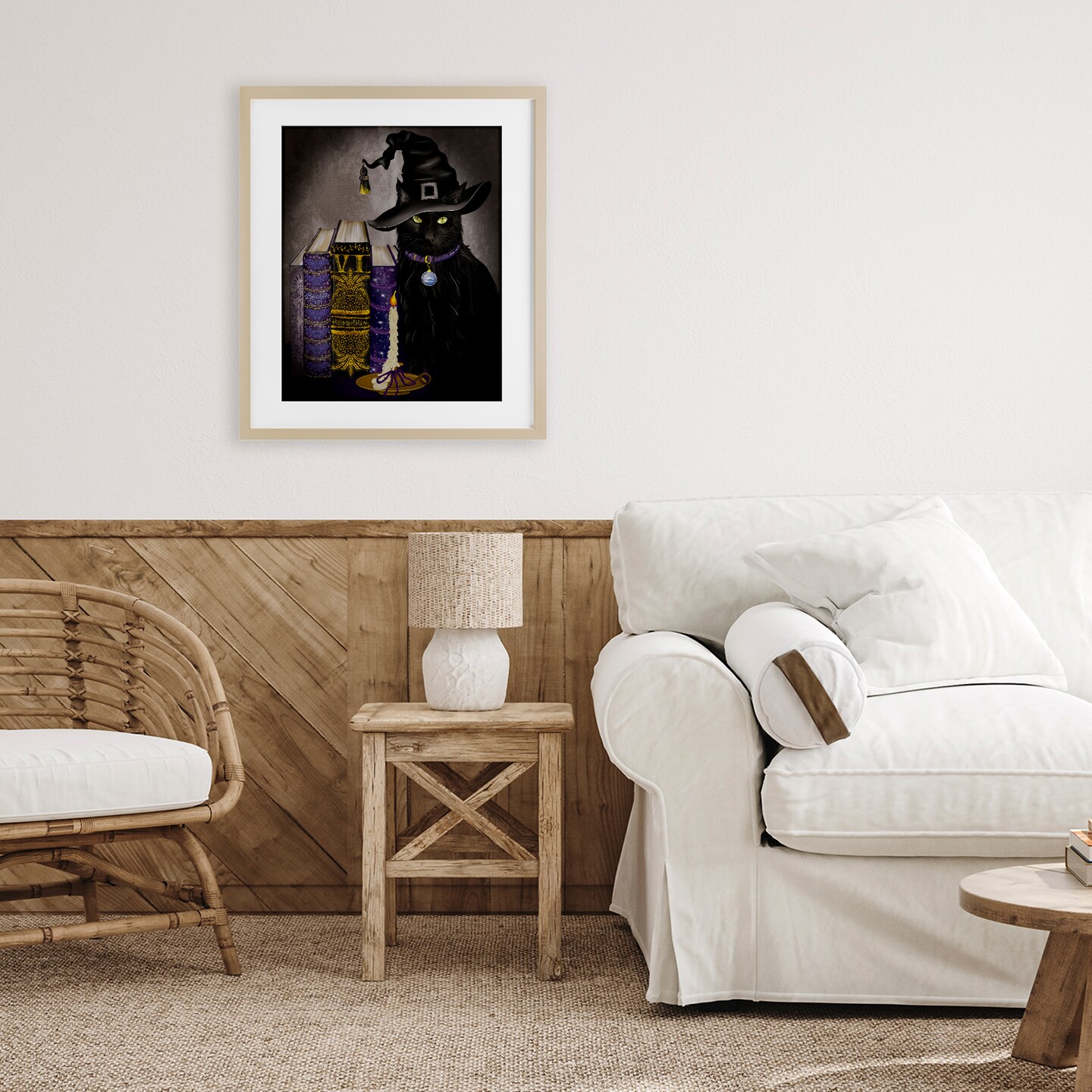 Stupell Industries Black Cat Gothic Books Framed Print Under Glass, design by Lori Mosley