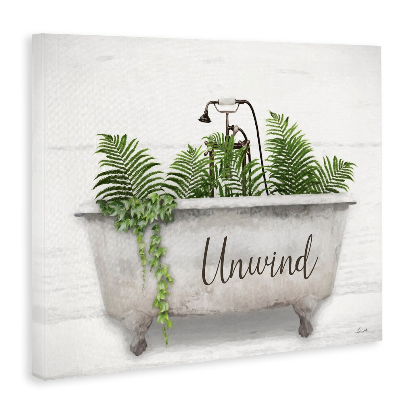 Stupell Industries Unwind Bathtub with Ferns Canvas, design by Lori Deiter