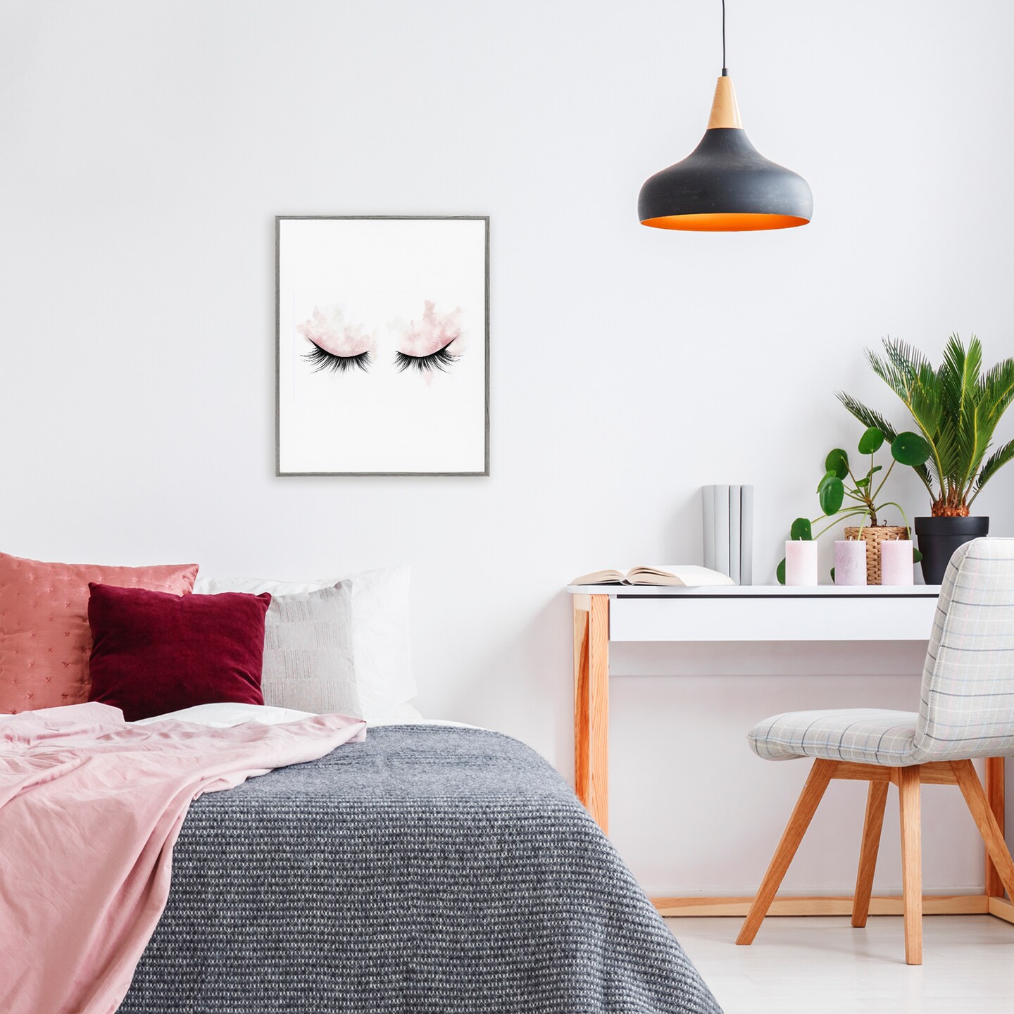 Stupell Industries Pastel Pink Makeup & Lashes Framed Giclee, design by Christine Simpson Art