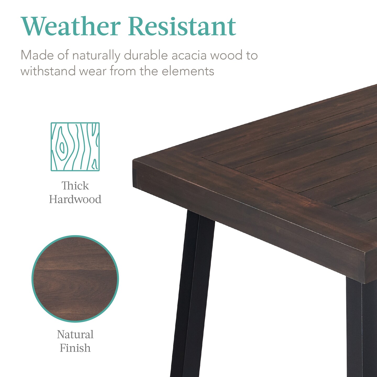 Best Choice Products 6-Person Indoor Outdoor Patio Rustic Acacia Wood Picnic Dining Table w/ Metal Legs