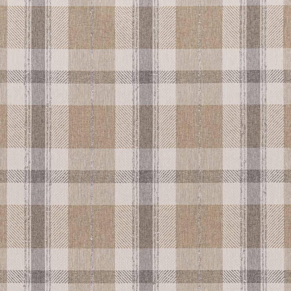 Upholstery Fabric - Beige & Taupe Plaid Upholstery Fabric 54 Inches"