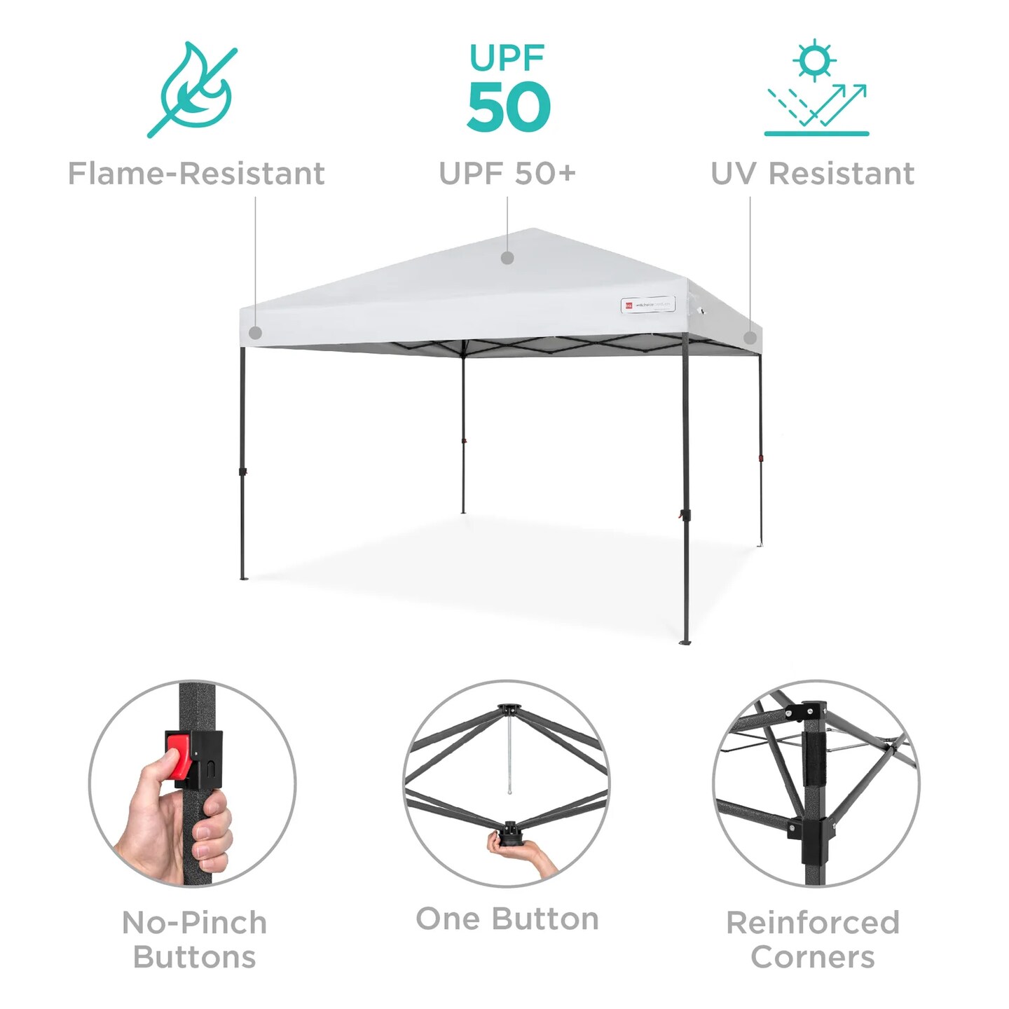 Best Choice Products 8x8ft Easy Setup Pop Up Canopy w/ 1-Button Setup, Wheeled Case, 4 Weight Bags