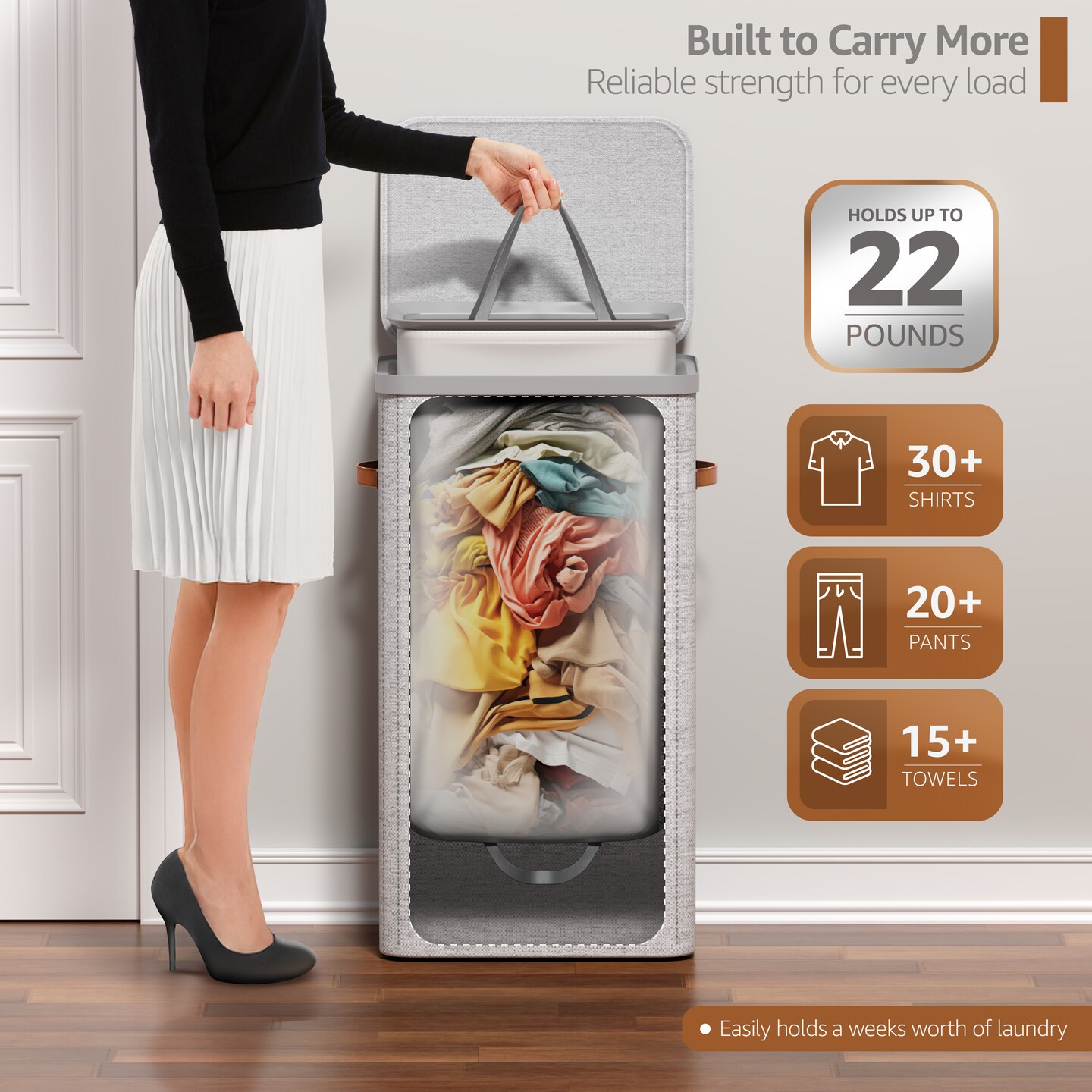 Sorbus Fabric Laundry Hamper - Collapsible Laundry Basket with Removable Laundry Bag