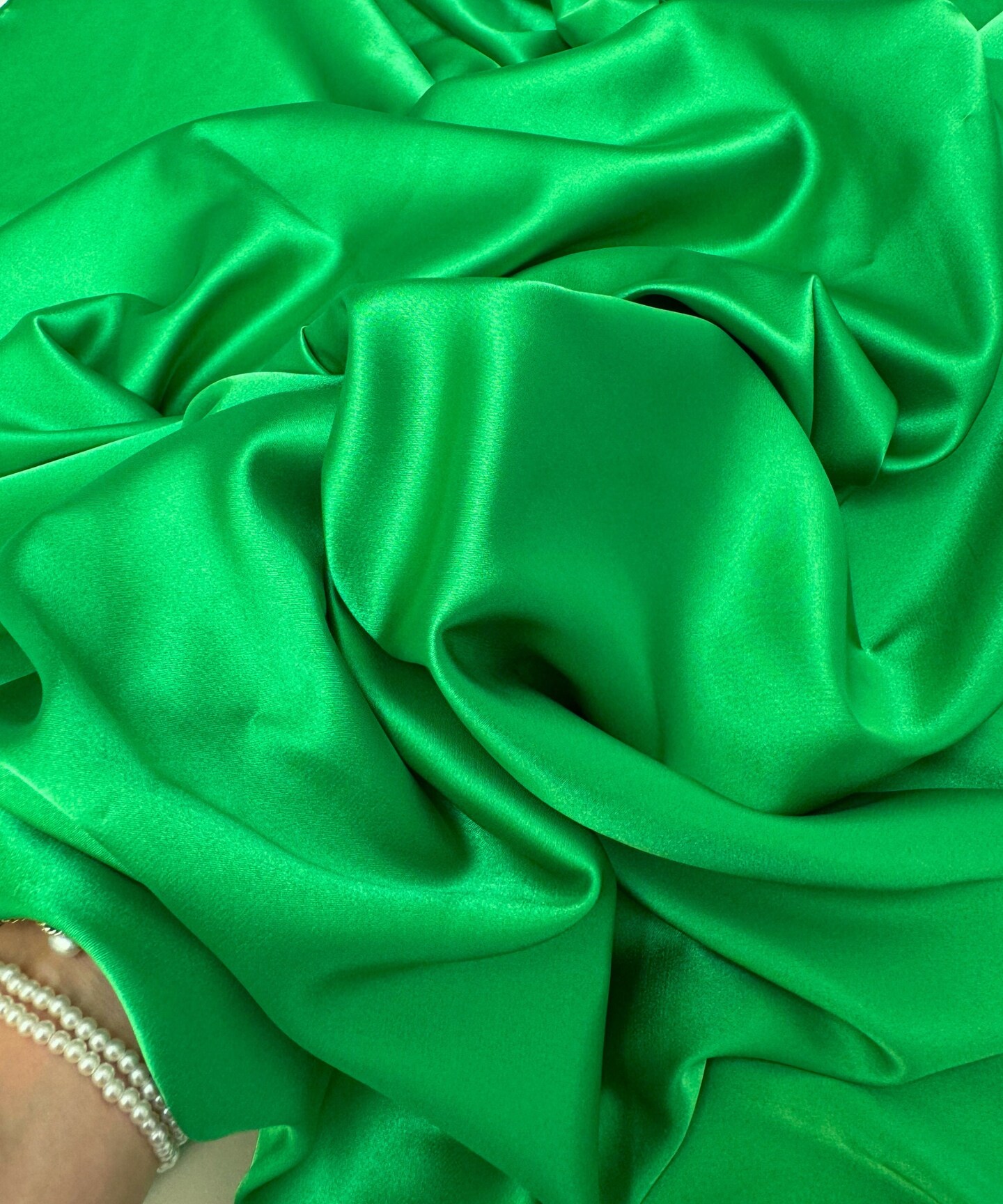 Kelly Green Stretch Charmeuse Satin Fabric by the Yard, 58" Wide Silky Lightweight Satin for Bridesmaid Dresses, Gowns, Lingerie