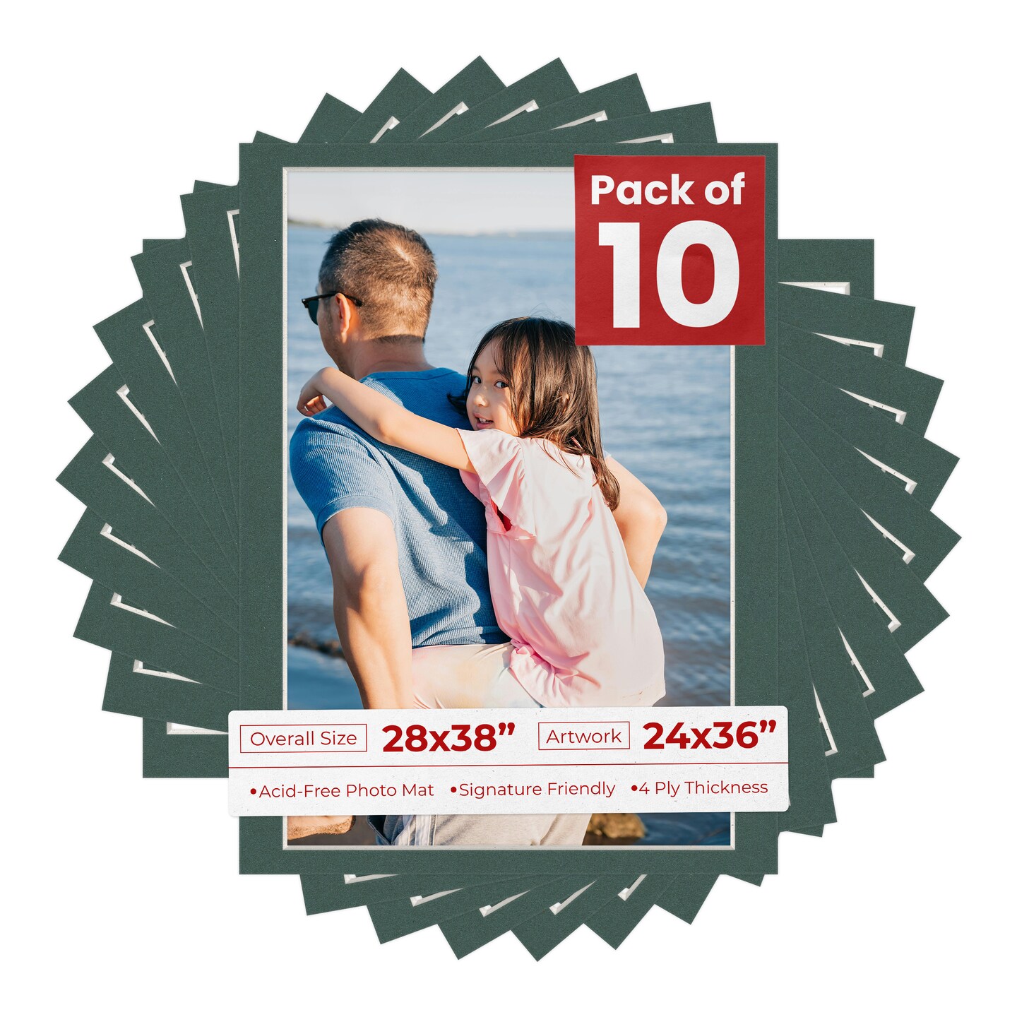 Spruce Green Mat Board for 28x38 Frames - Fits 24x36 Photos, Color ...