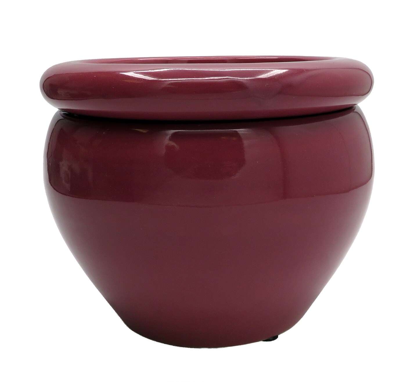 Round Self Watering Glazed Ceramic Pot - Plum - 6 1/4 x 4 3/4"