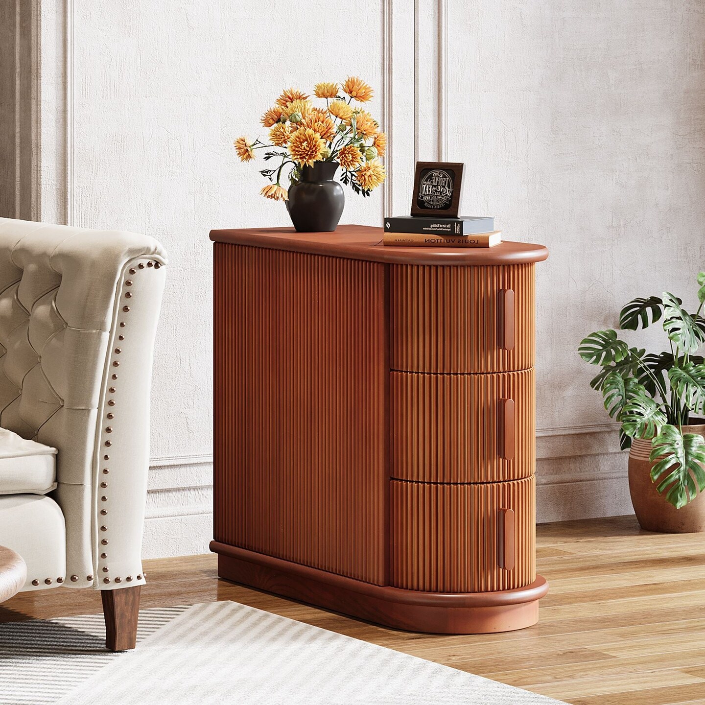 End Table 3 Drawer Storage Narrow Side Table Wood Accent Table