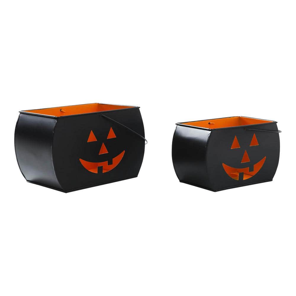 Seasons Crest Black Jack O Lantern Tealight Halloween Candle Holders