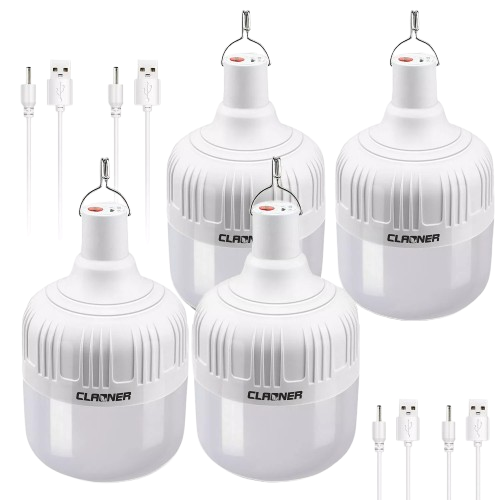 4Pack USB Rechargeable Bulbs 12 LED Outdoor Camping Tent Hanging Emergency Light