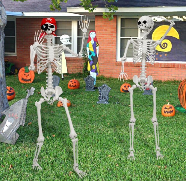 Full Body Life-Size Skeleton Prop with Movable Joints for Halloween Decorations Outdoor Yard Haunted House Prop Decorations