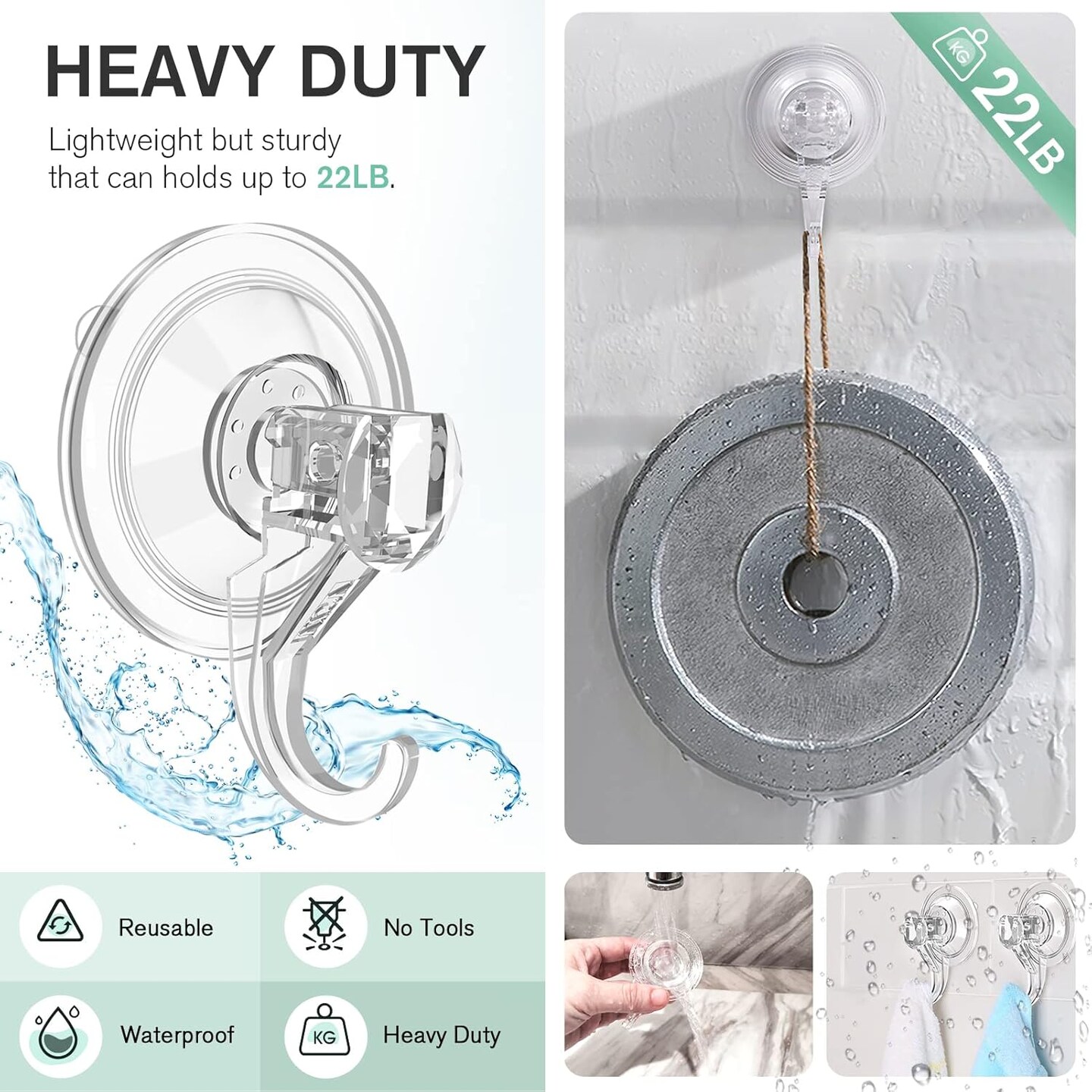 Large Clear Heavy Duty Suction Cup Wreath Hooks
