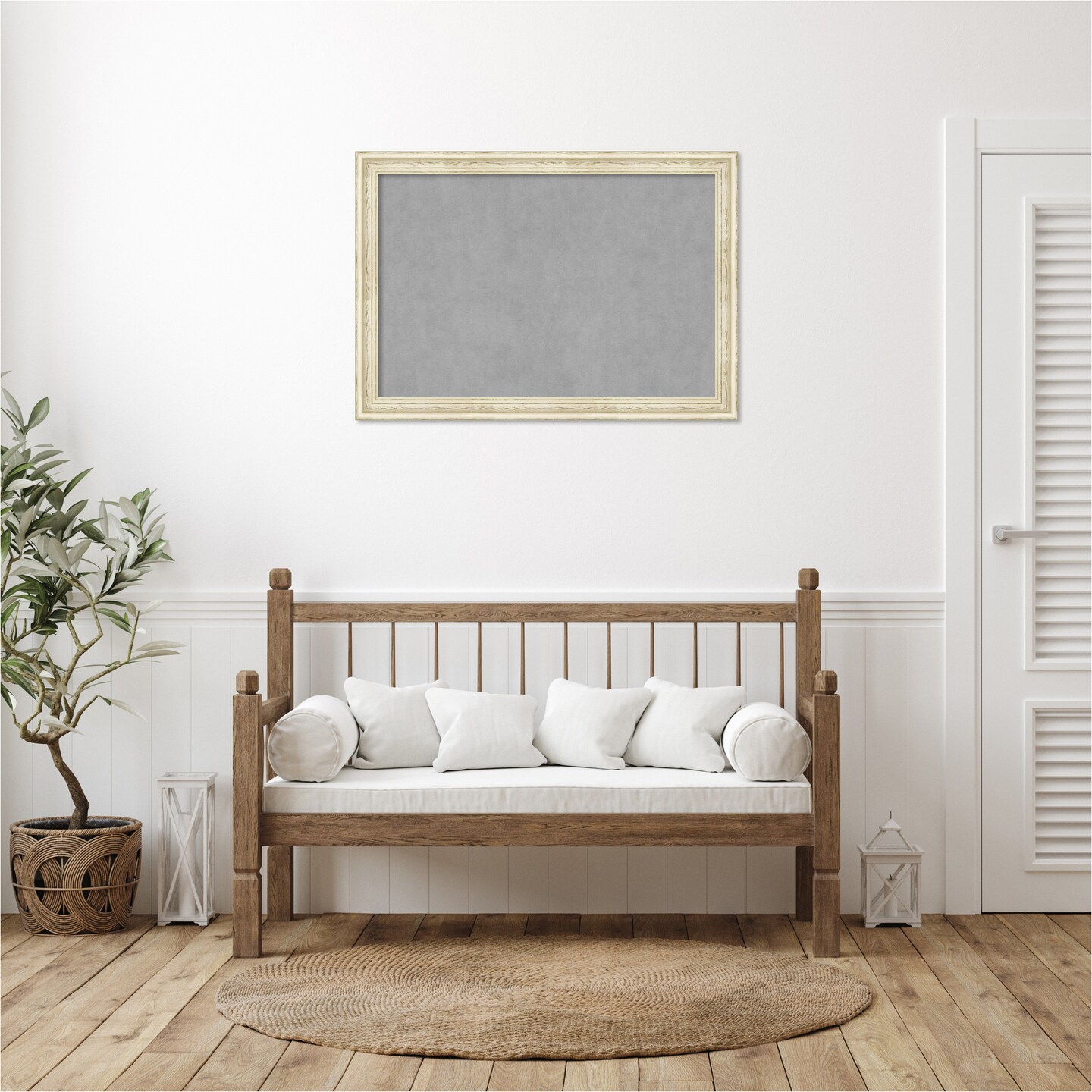 Country White Wash Wood Framed Magnetic Board