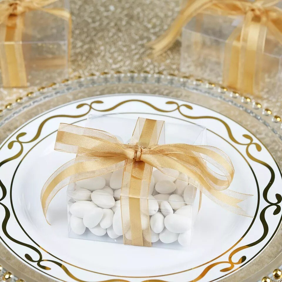 25 4&#x22;x4&#x22;x2&#x22; CLEAR Transparent Wedding Favor FAVORS Boxes