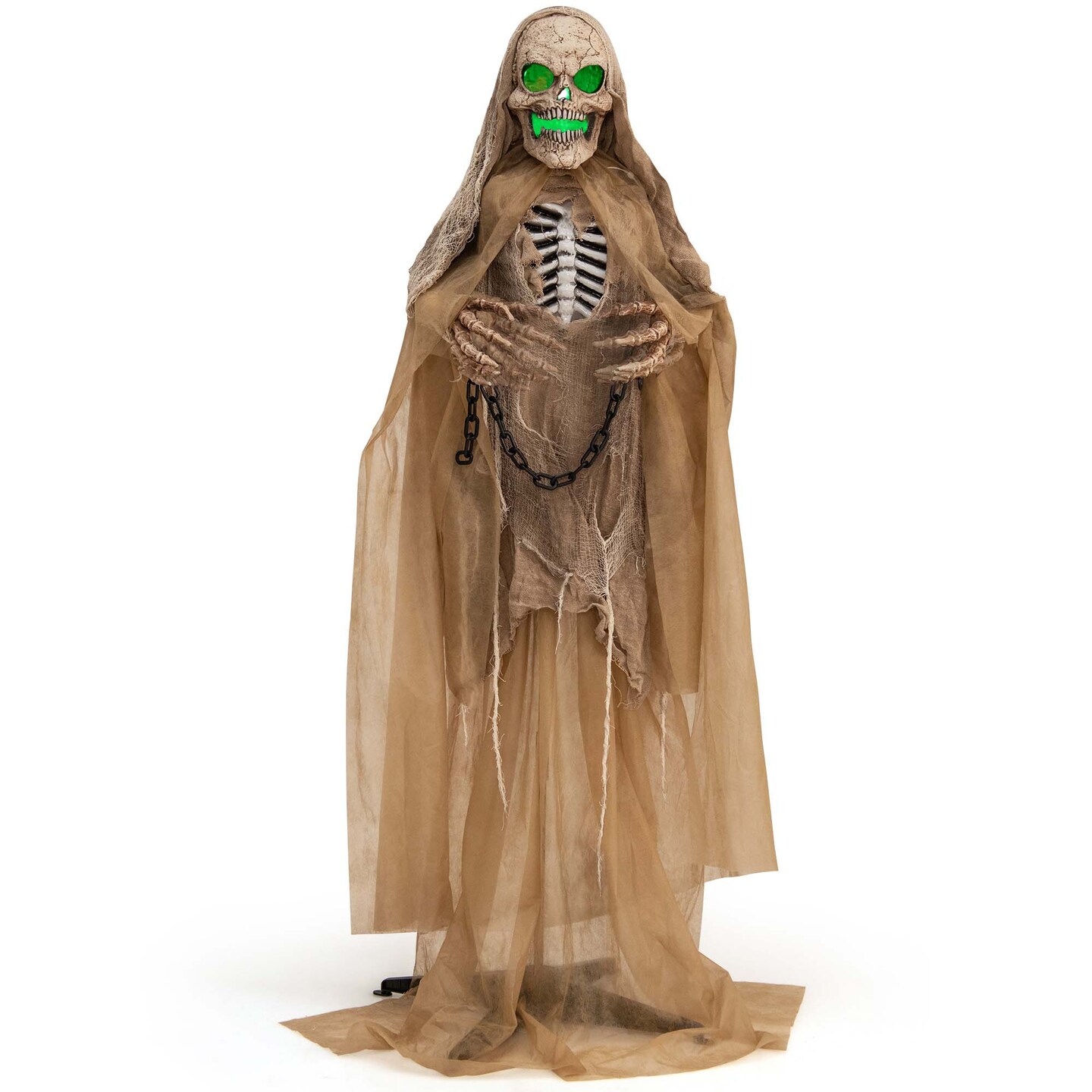 Costway Lighted and Animated Halloween Decoration 67&#x22; Outdoor Halloween Skeleton w/ LED Creepy Skull w/ Vocally Triggered Sound &#x26; Motion Effects