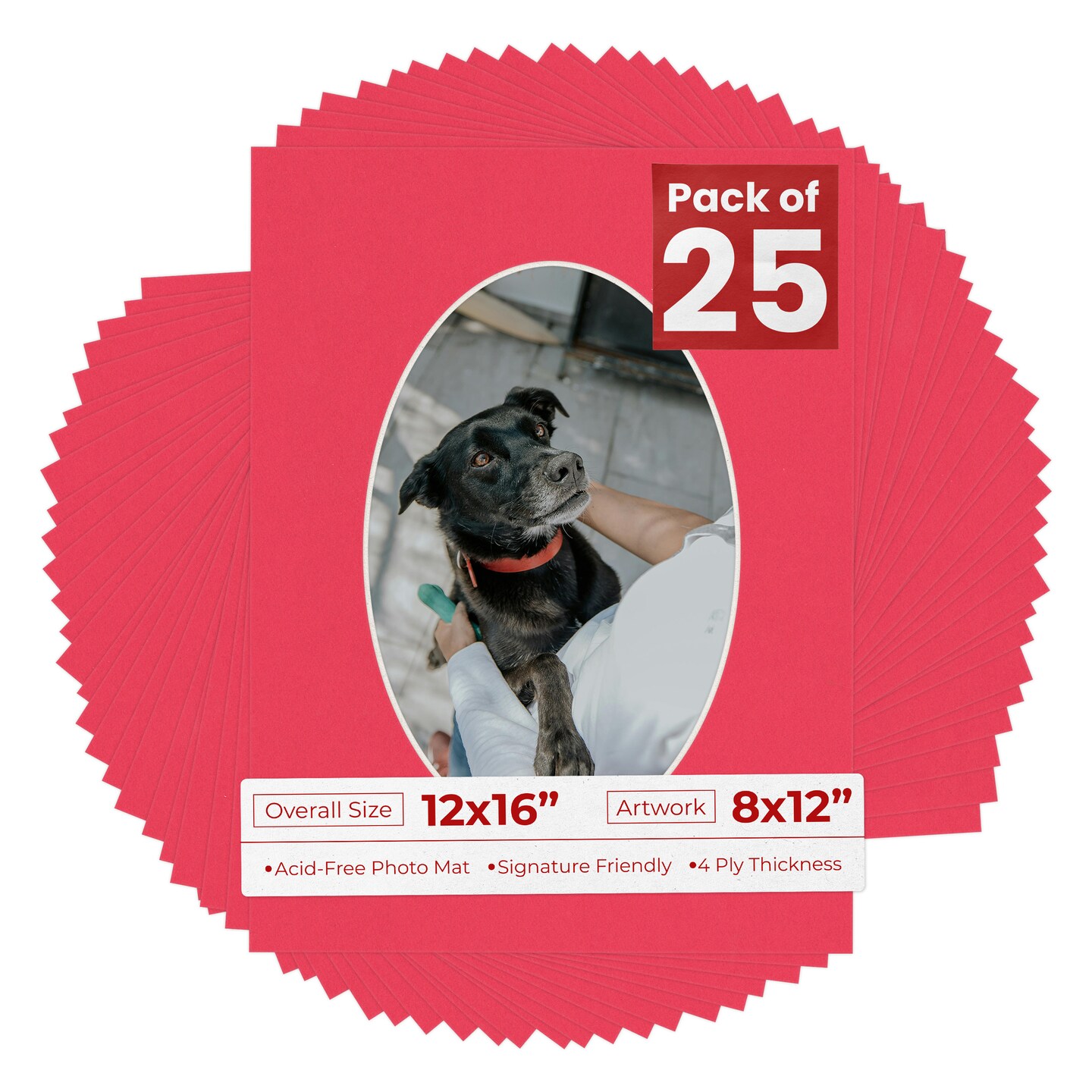 Cardinal Red Mat Board for 12x16 Frames - Oval Opening for 8x12 Photos