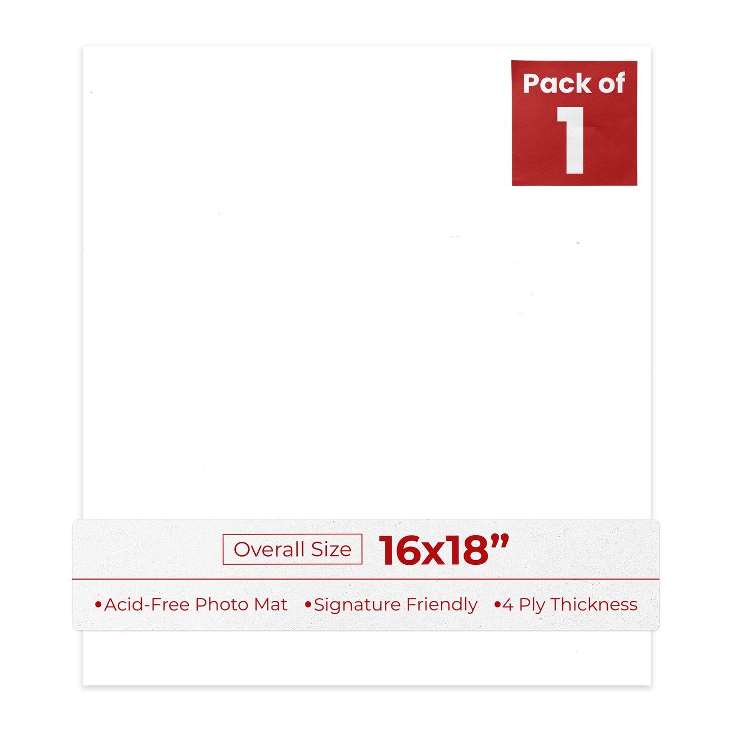 Textured White 16x18 Uncut Mat Board - Blank Sheets, No Opening