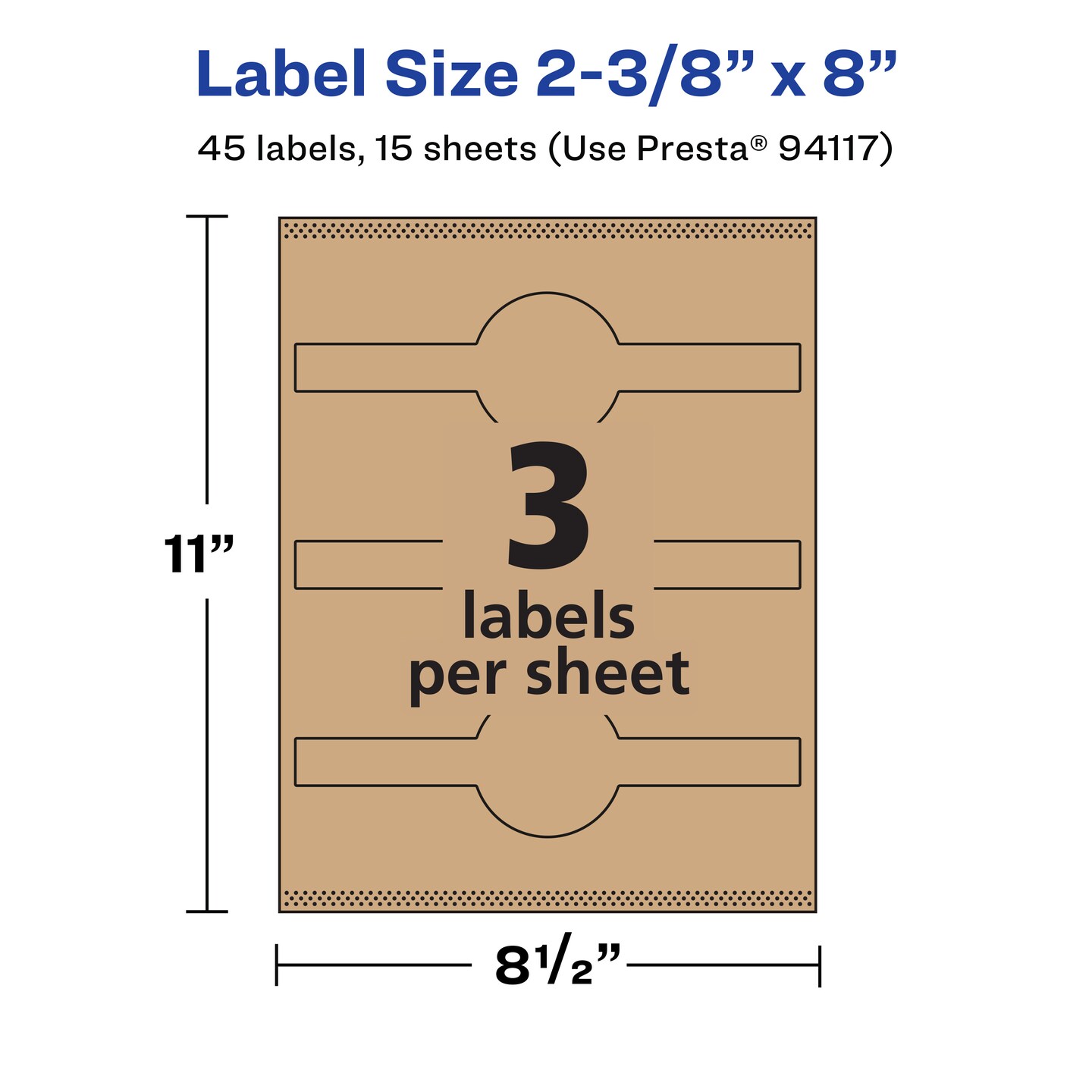 Avery Kraft Brown Wraparound Labels with Sure Feed, 2-3/8" x 8"