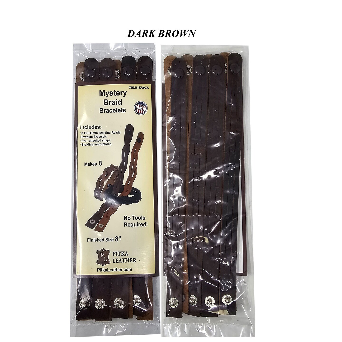 DIY Leather Bracelet Kit – Mystery Braid 8 Pack, Easy Braided Bracelet Craft for Kids and Adults