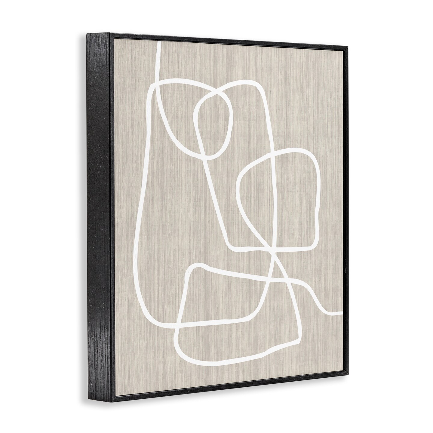Stupell Industries Minimal White Line Beige Grain Pattern Modern Framed Giclee Design By Alpenglow Workshop