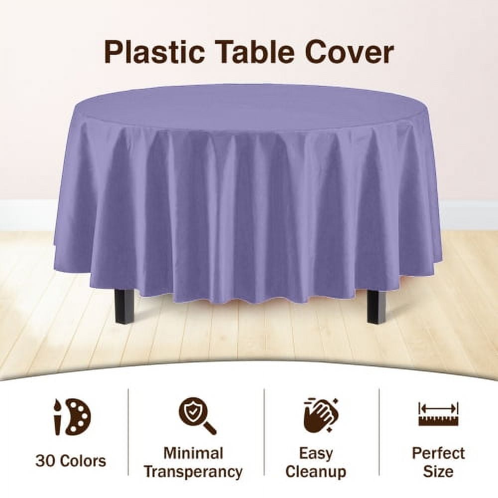 Exquisite Disposable Round Plastic Tablecloths – 6 Pack 84" Disposable Table Cloths – Indoor/Outdoor Party Tablecloth – Round Plastic Table Cover for Events & Party Supplies