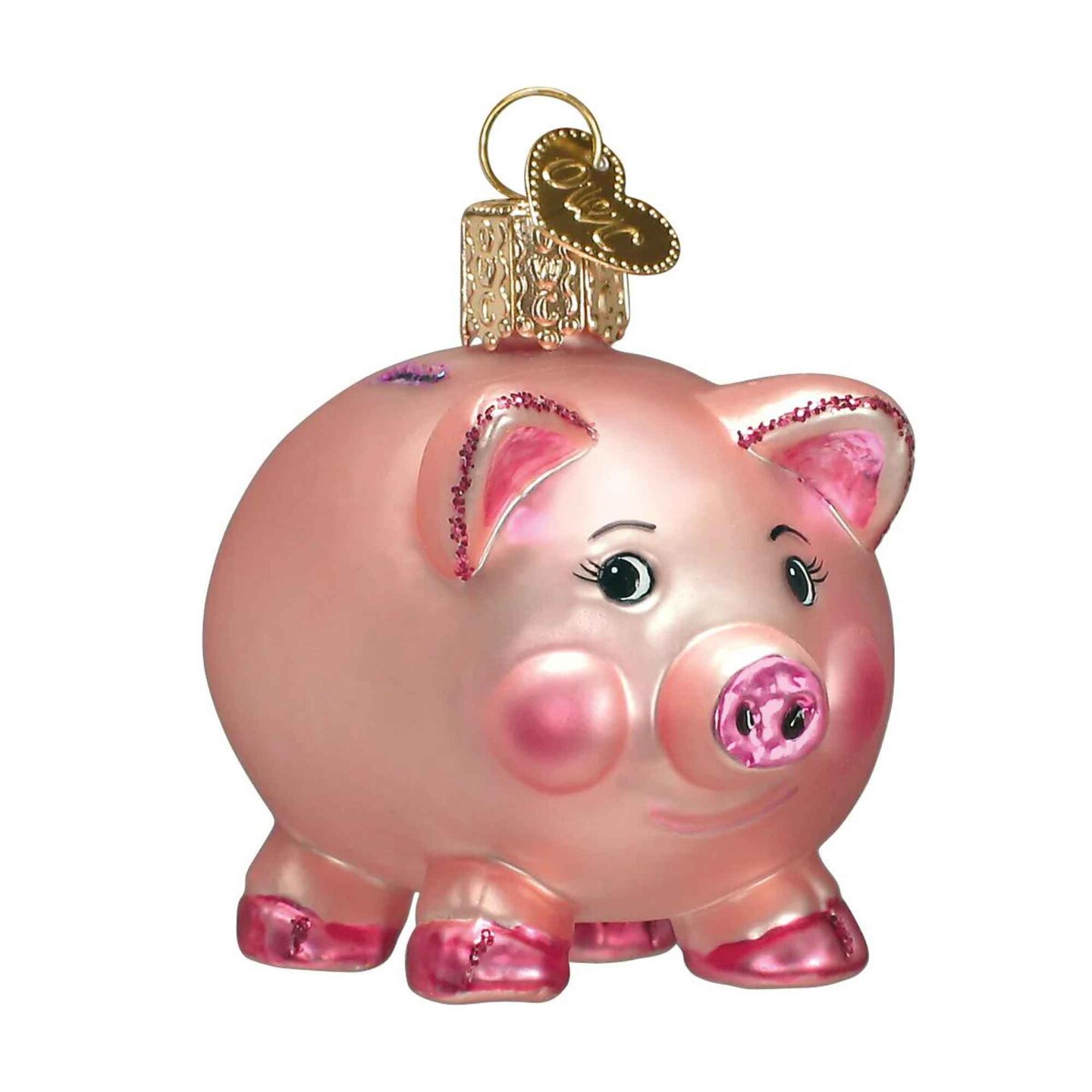 Old World Christmas 2.0 Inch Piggy Bank Tree Ornament , Ornament Money Save Coins