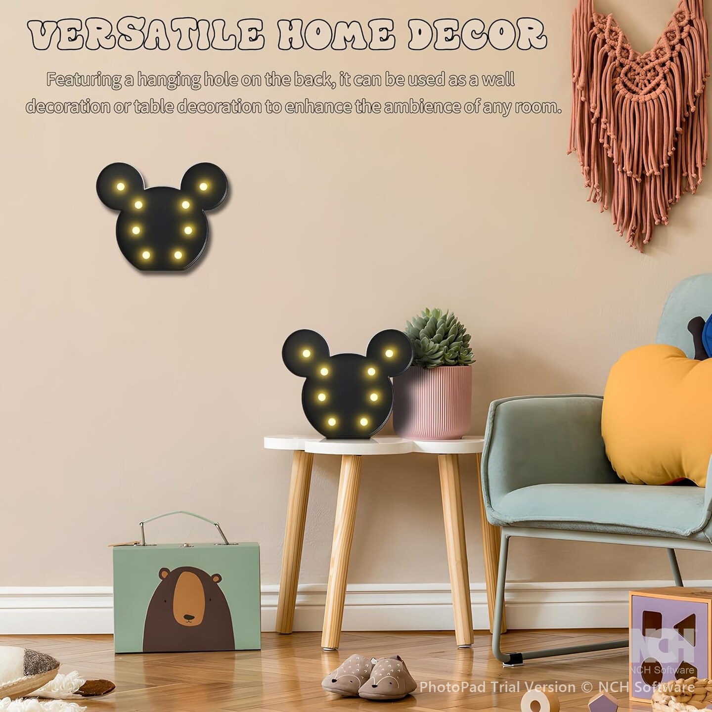 YiaMia Black Mickey Mouse Shaped Night-Light for Kids