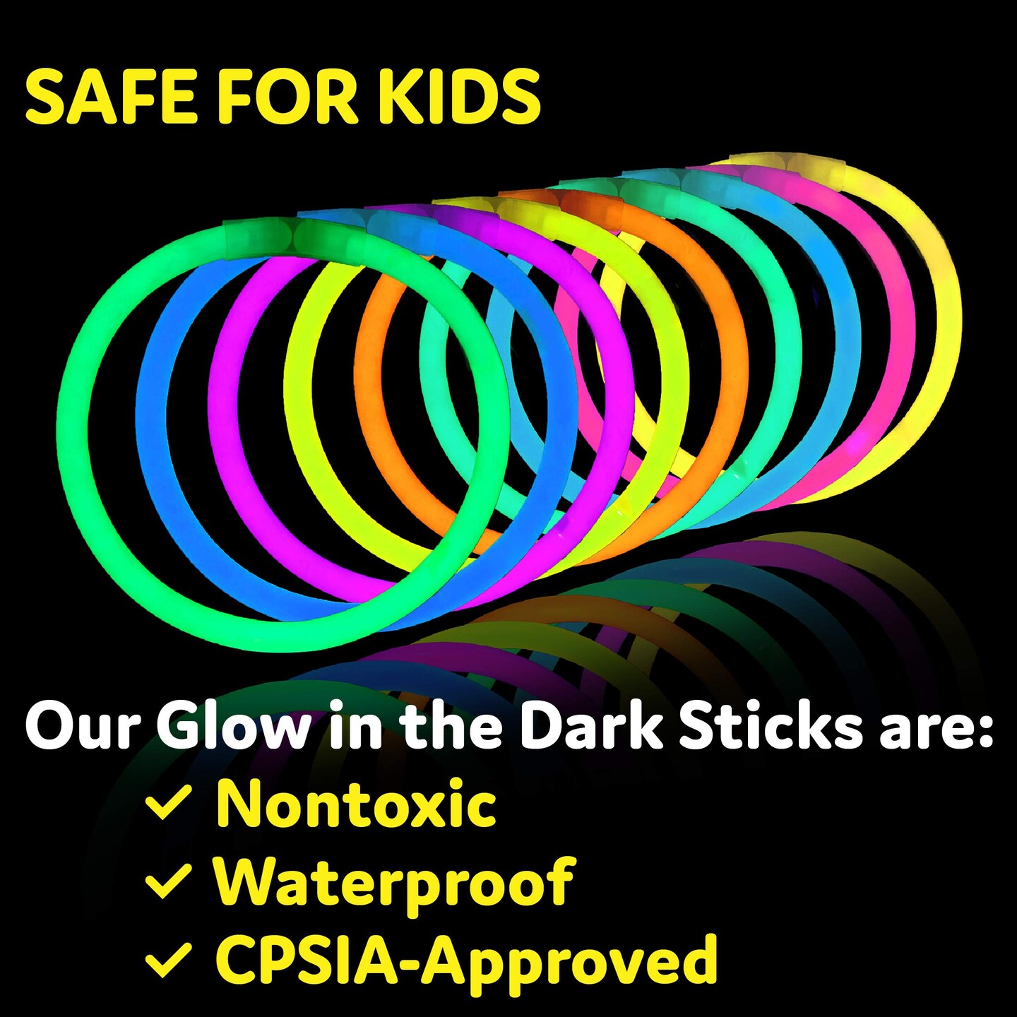 PartySticks 100 Ultra Bright Glow Sticks Bracelets and Necklaces - Premium Glow in the Dark Party Supplies and Decorations - Bulk 8" Glowsticks Party Favors Pack