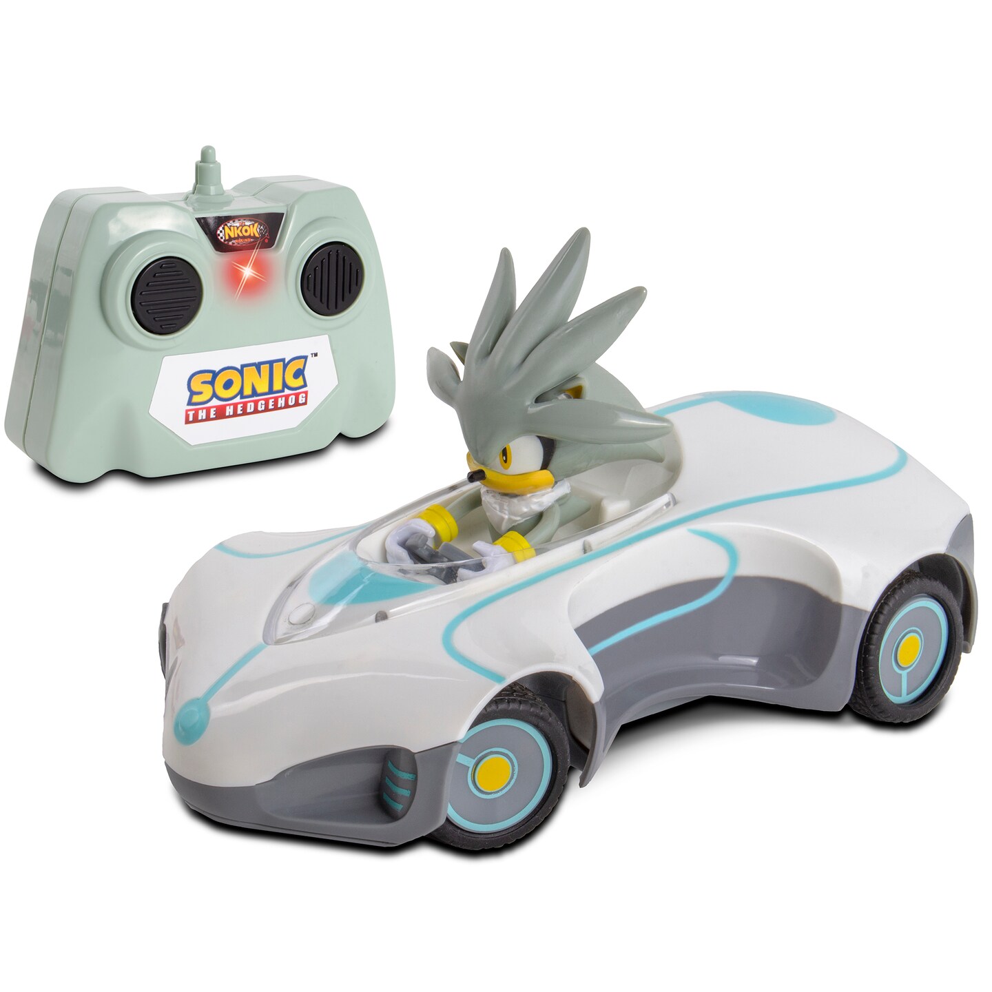 Team Sonic Racing RC: Silver - NKOK (682), 1:28 Scale 2.4GHz Remote Controlled Car, 6.5&#x22; Compact Design, Officially Licensed Sega Sonic The Hedgehog, Battery Powered, Transmit Up To 150&#x27;, Ages 6+
