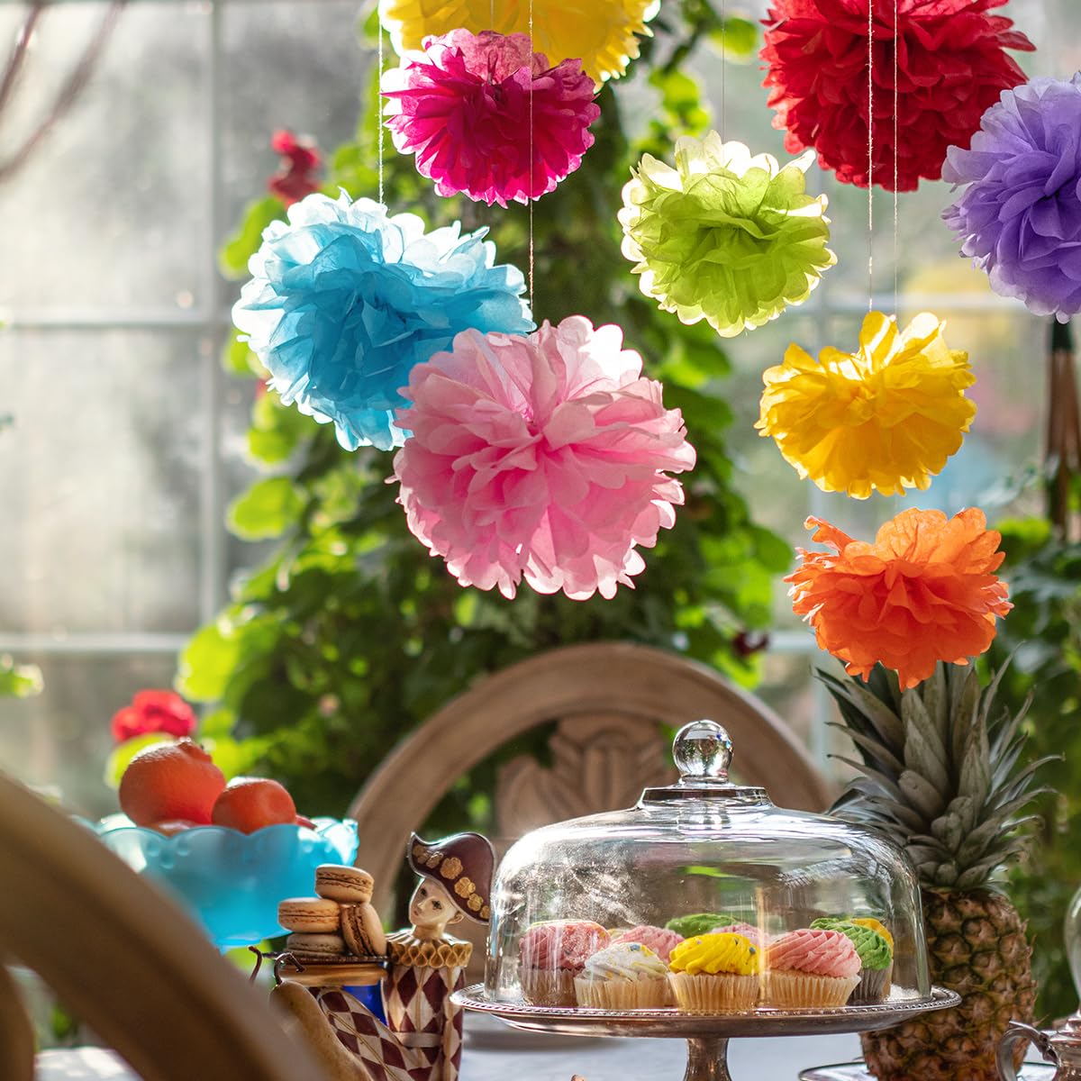 Avoseta Tissue Paper Pom Poms - 20 Piece Set - Colorful Party Decorations - Paper Flowers for Birthdays and Special Occasions (Multicolor, Assorted Sizes)