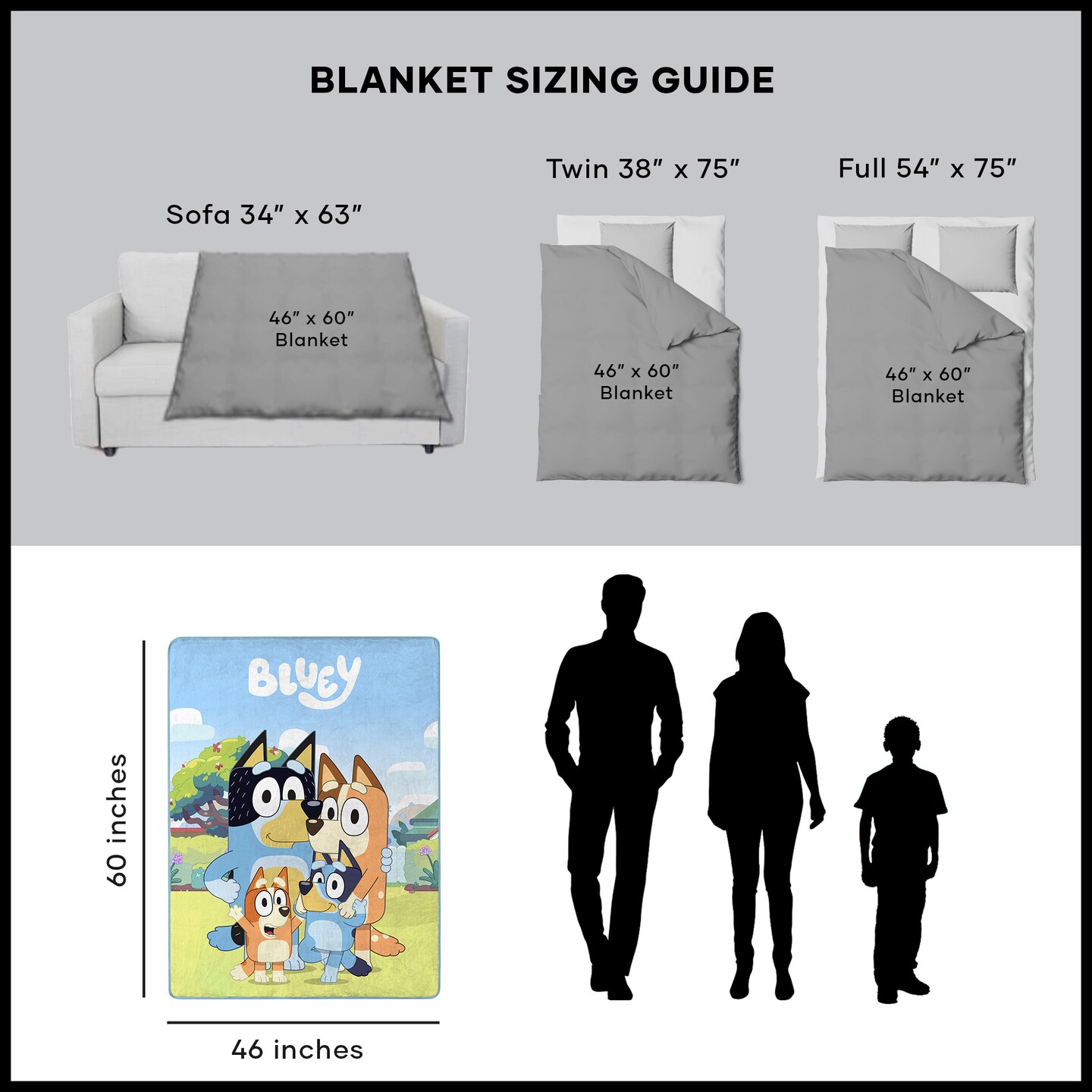 Bluey Family Photo Micro Raschel Throw Blanket 48&#xD7;60 Inches