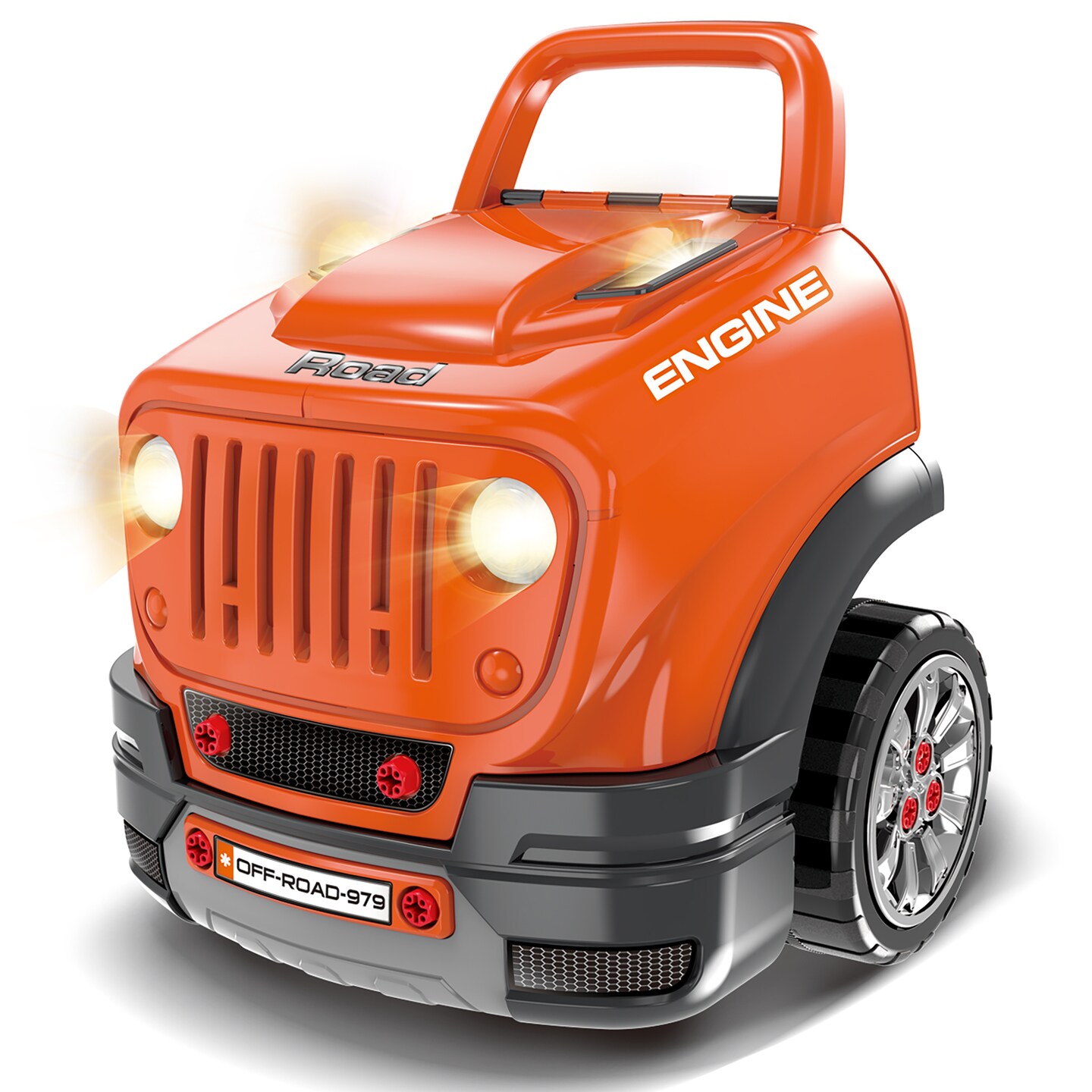 ATV Car Mechanic Engine Workshop (Orange) - Cool Take Apart and Rebuild Engine with Remote Control Car Key, Battery-Powered with Lights &#x26; Realistic Sound Effects, Pretend Play - Great Gift for Kids 3 Years+