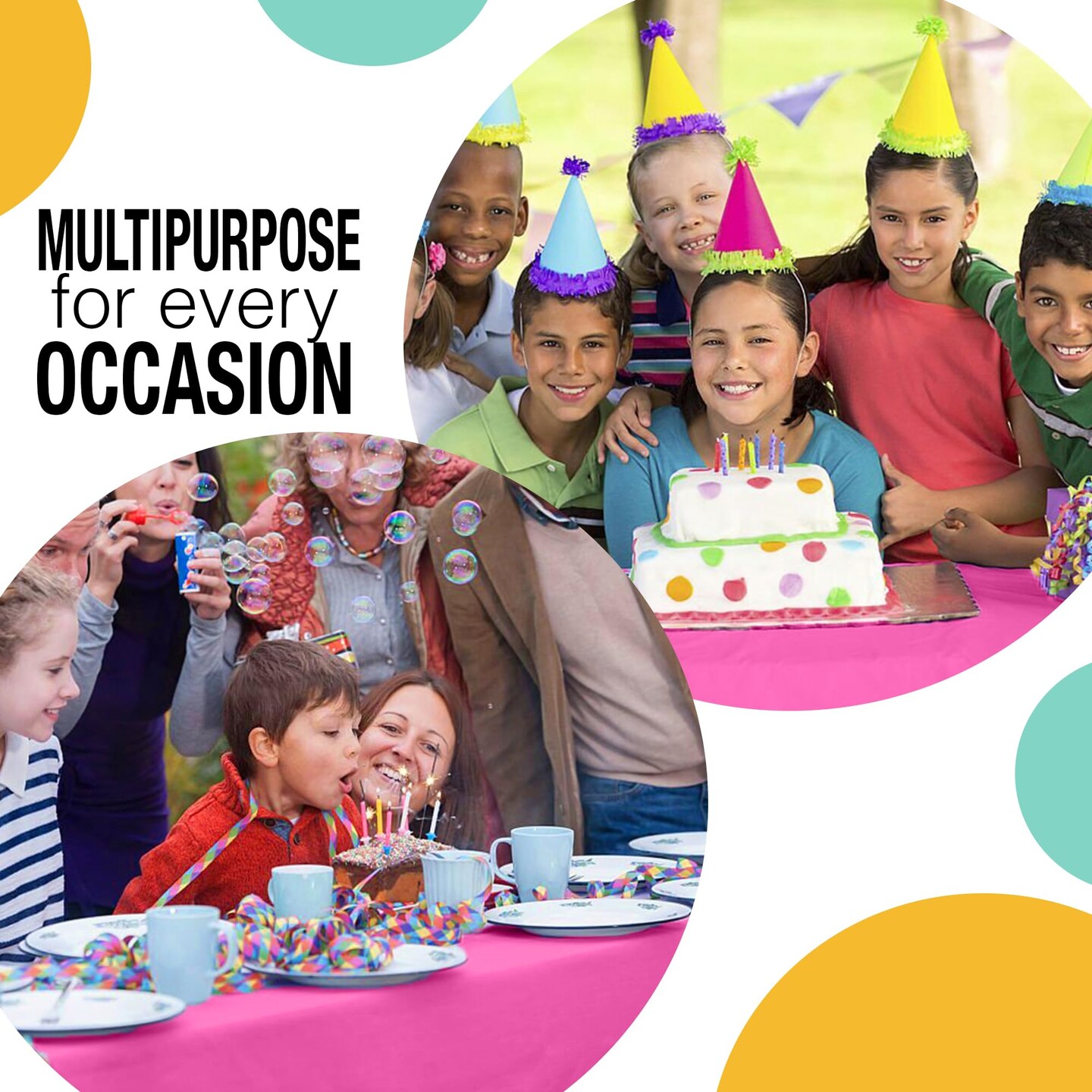 Party Solids 54" x 300' Plastic Table Cover Roll with Slide Cutter – Cut-to-Size Dispenser Box – Makes Up to 36 Disposable 8' Rectangle Tablecloths by Exquisite