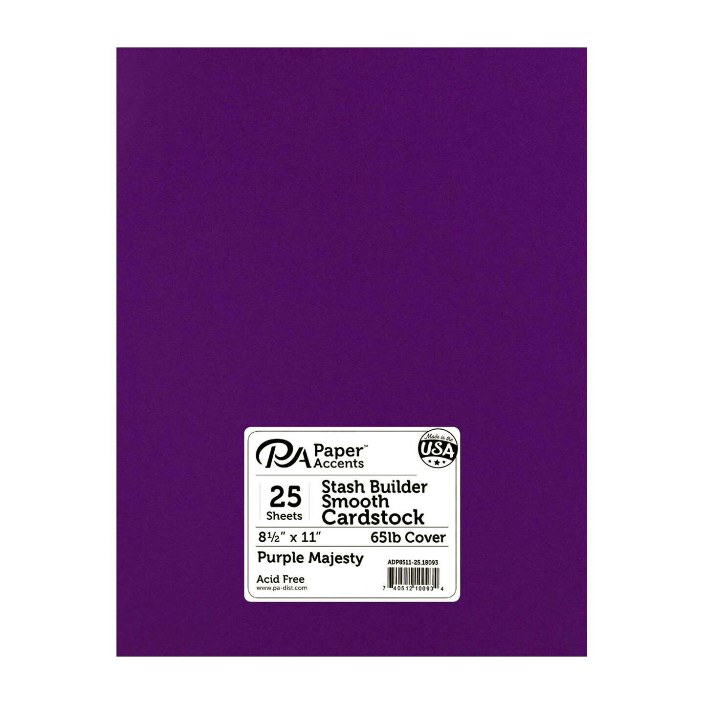 PA Paper Accents Stash Builder Cardstock 8.5" x 11" Purple Majesty, 65lb colored cardstock paper for card making, scrapbooking, printing, quilling and crafts, 25 piece pack